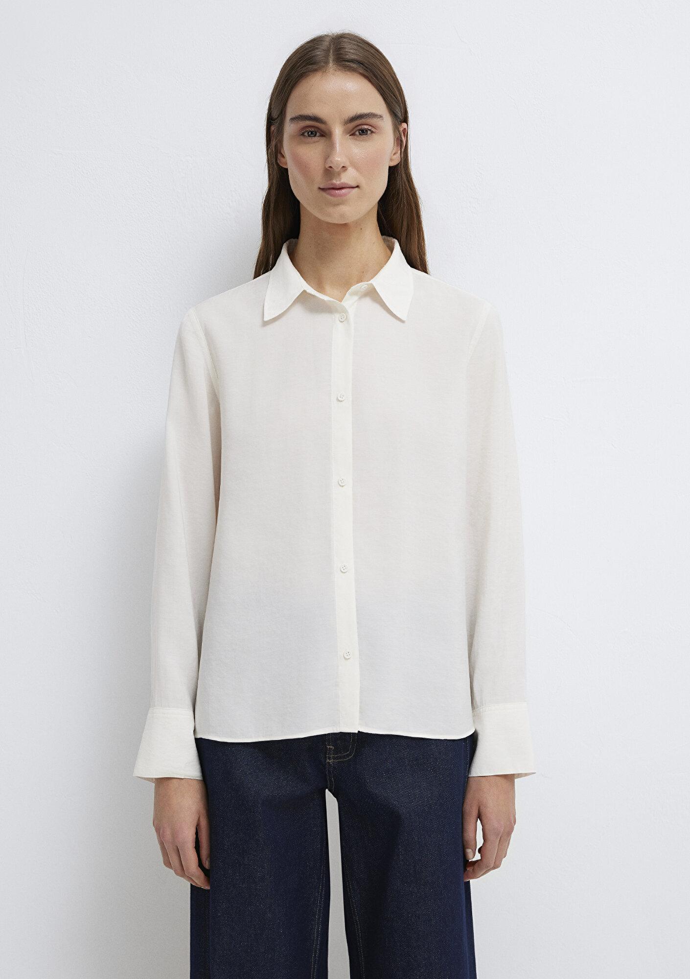 Mavi Ekru (TENCEL™) Liyosel Karışımlı Gömlek Regular Fit / Normal Kesim 1211374-70057