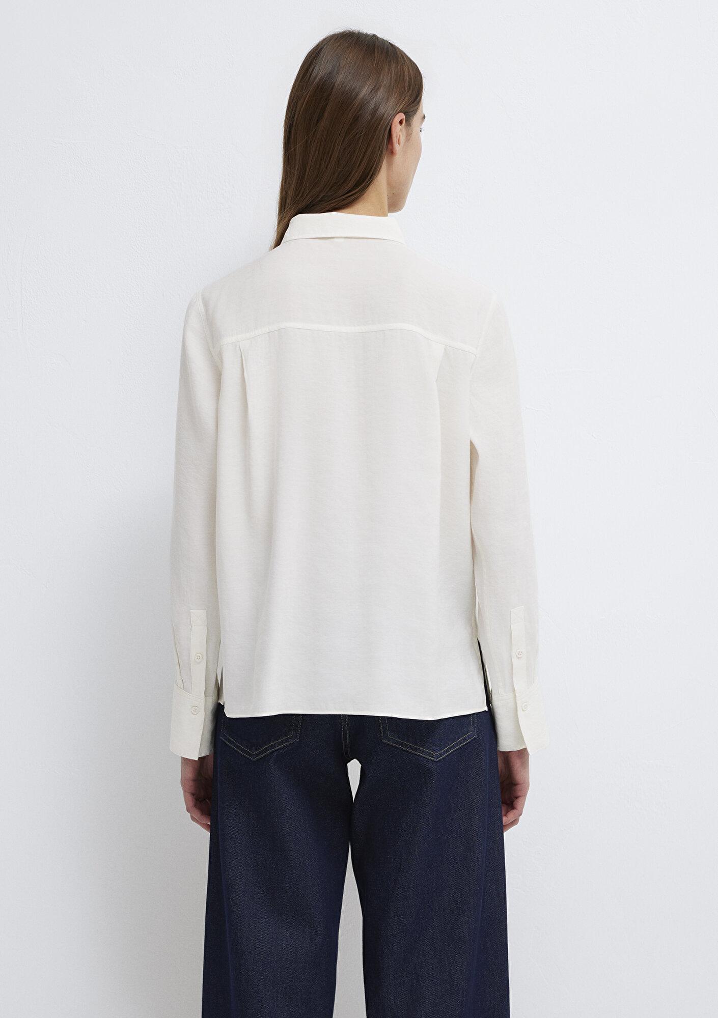 Mavi Ekru (TENCEL™) Liyosel Karışımlı Gömlek Regular Fit / Normal Kesim 1211374-70057