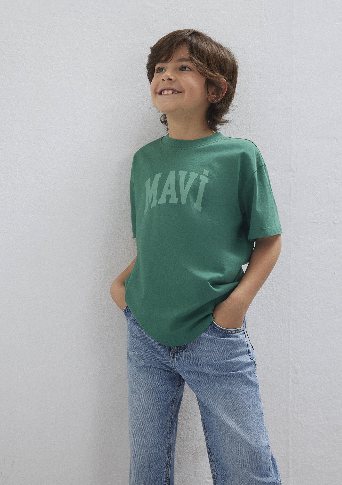 Mavi Mavi Baskılı Yeşil Tişört Loose Fit / Bol Rahat Kesim 6610484-71697