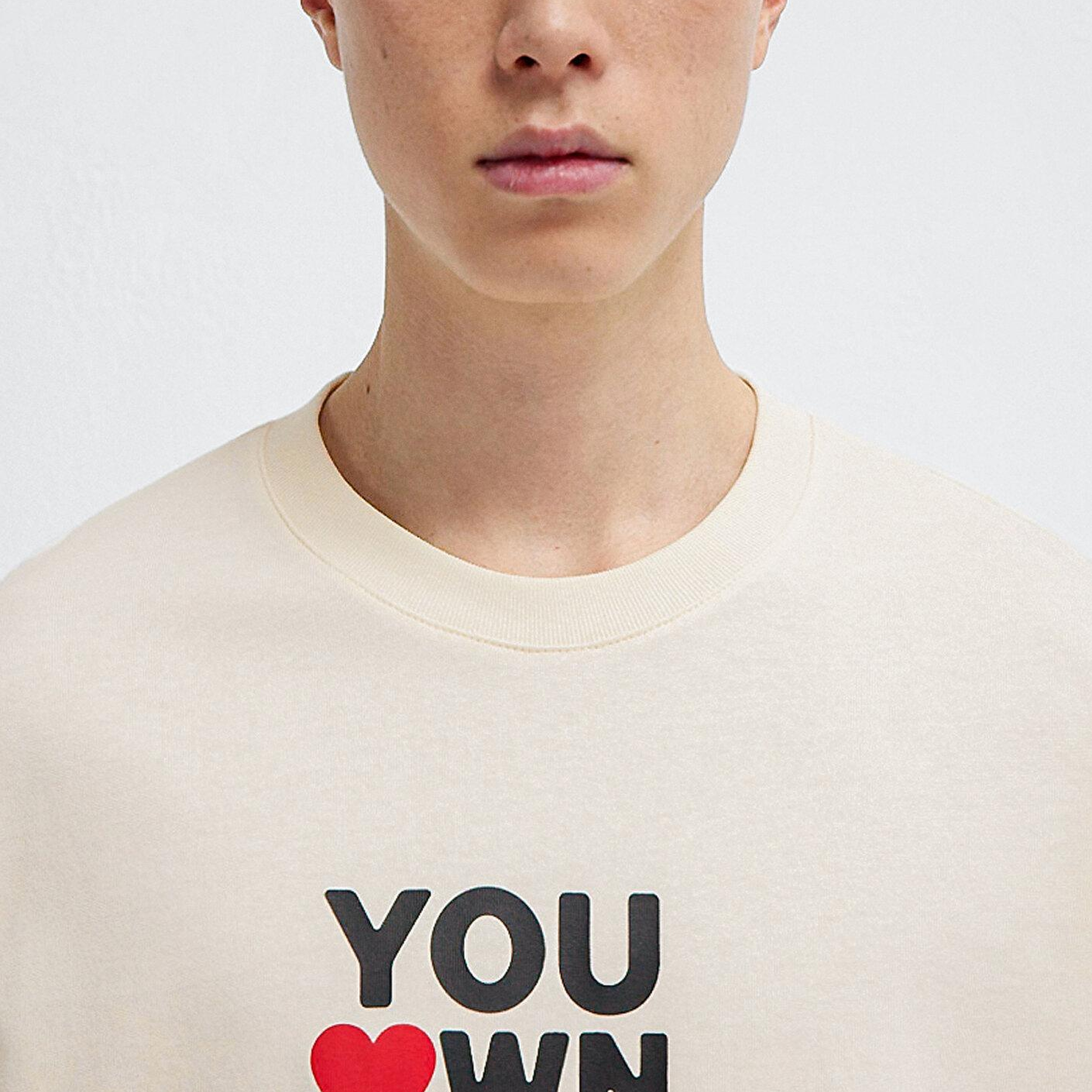 Mavi You Own My Heart Baskılı Ekru Tişört Oversize / Geniş Kesim 0613253-83043