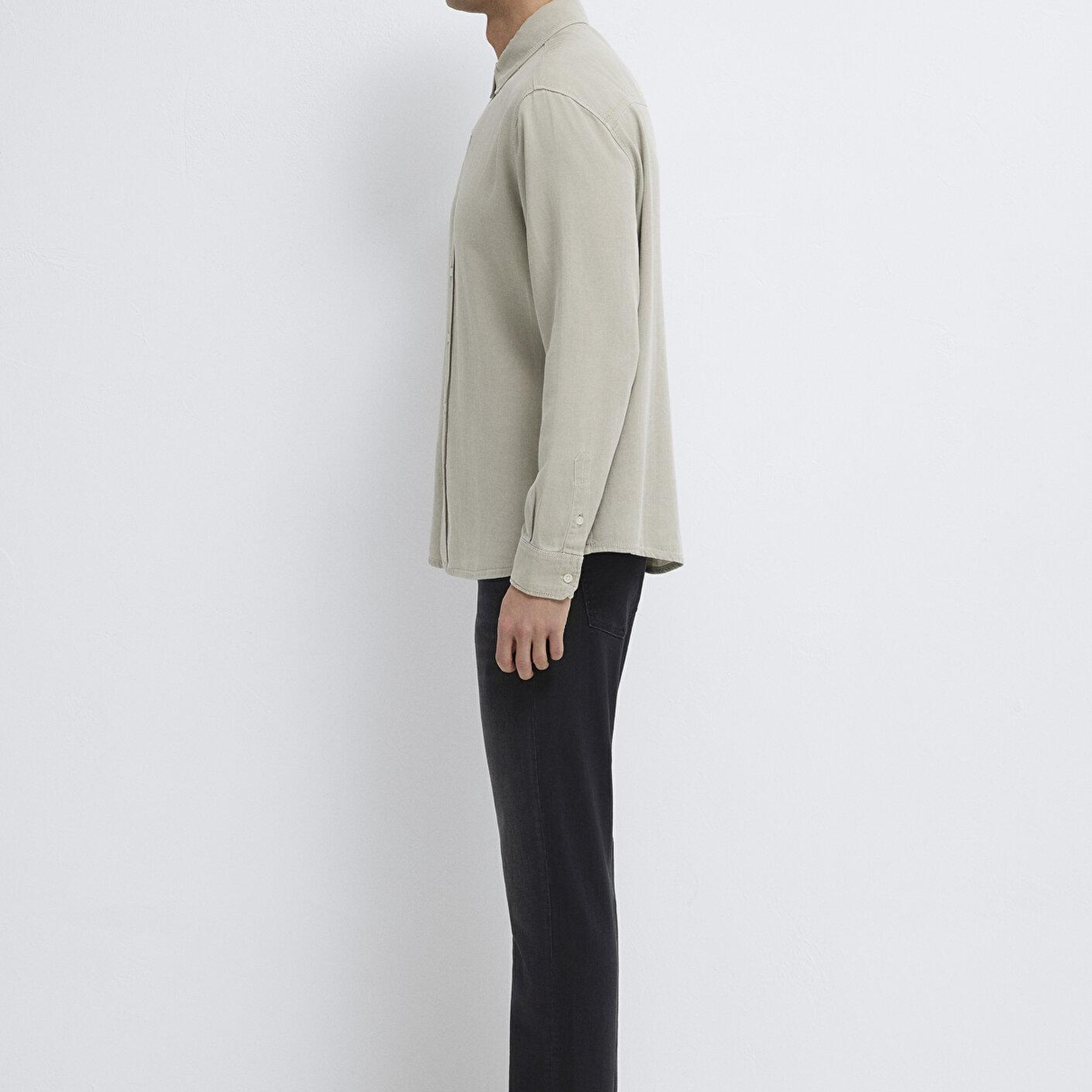 Mavi Keten Karışımlı Yeşil (TENCEL™)  Liyosel Gömlek Regular Fit / Normal Kesim 0211482-70333
