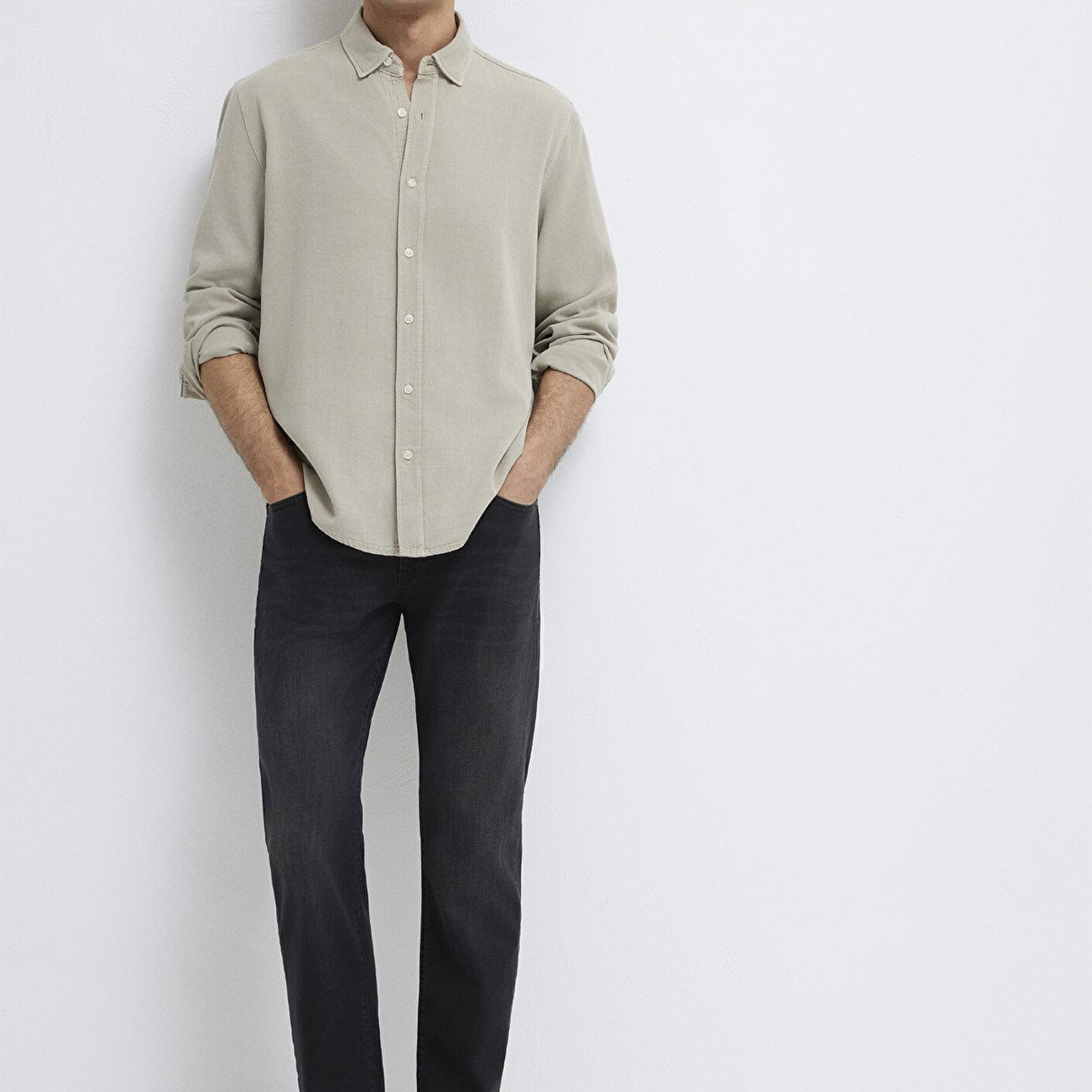 Mavi Keten Karışımlı Yeşil (TENCEL™)  Liyosel Gömlek Regular Fit / Normal Kesim 0211482-70333