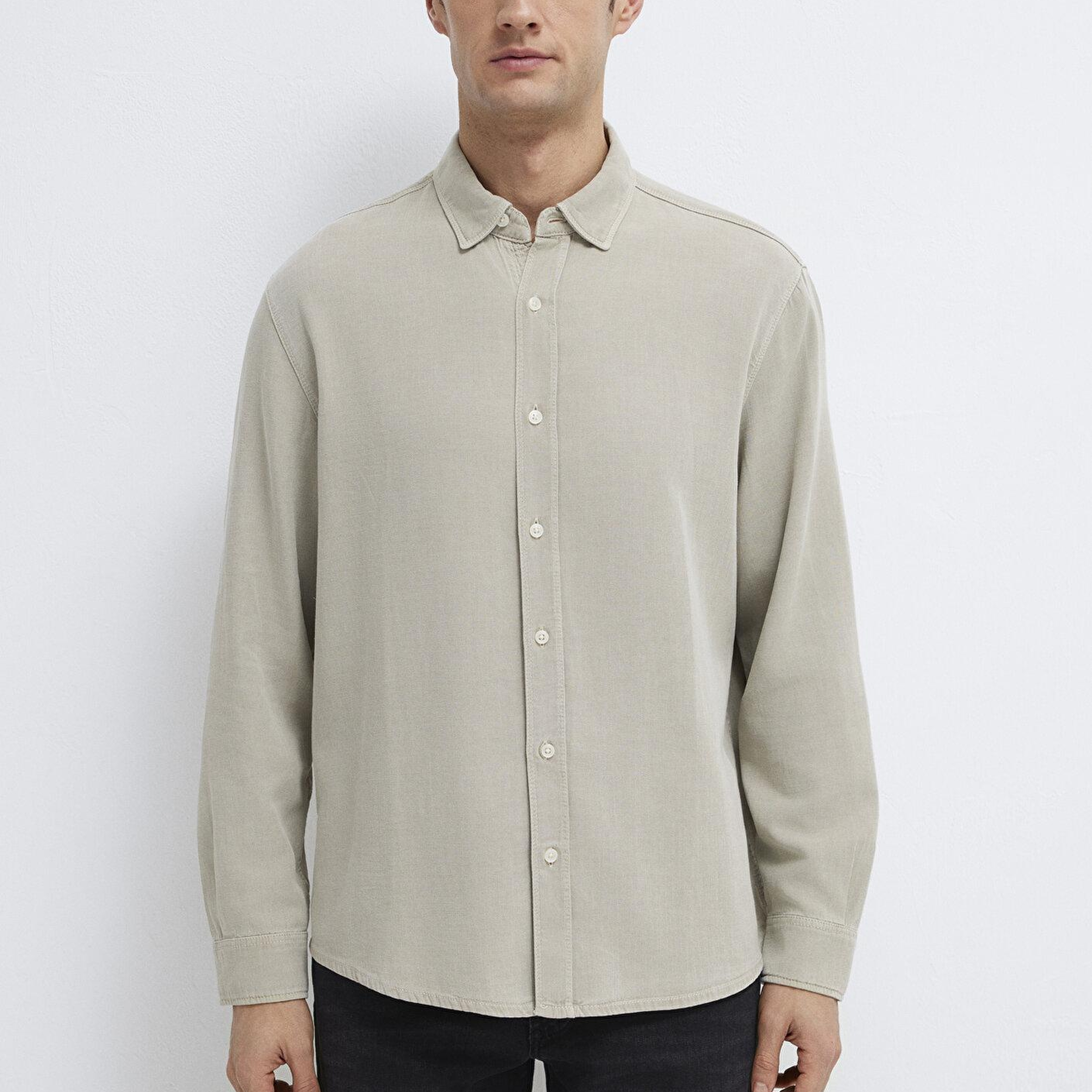 Mavi Keten Karışımlı Yeşil (TENCEL™)  Liyosel Gömlek Regular Fit / Normal Kesim 0211482-70333