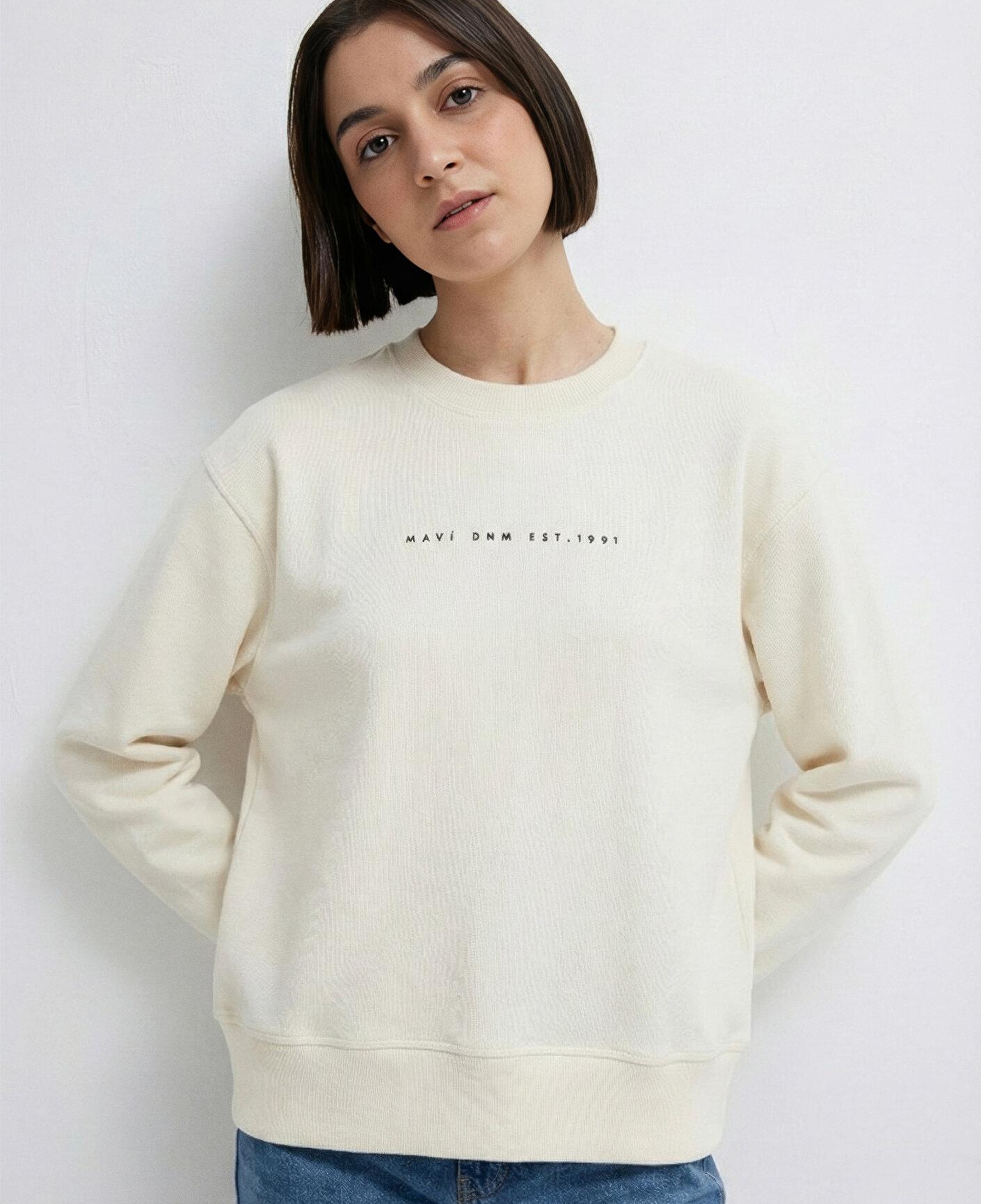 Mavi Mavi Denim Baskılı Ekru Sweatshirt 1S10525-80194