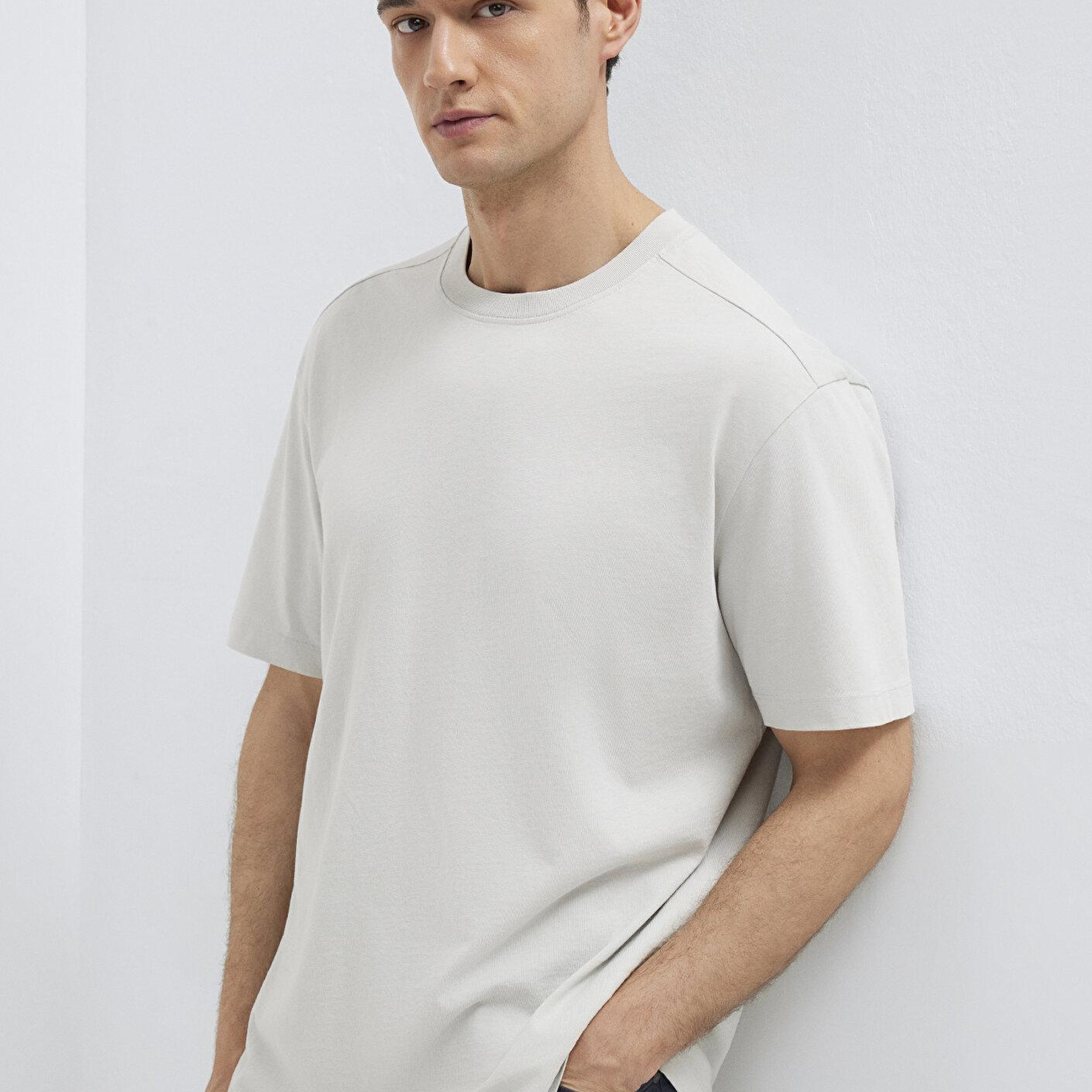 Mavi Gri Basic Tişört Loose Fit / Bol Rahat Kesim 0613466-70077