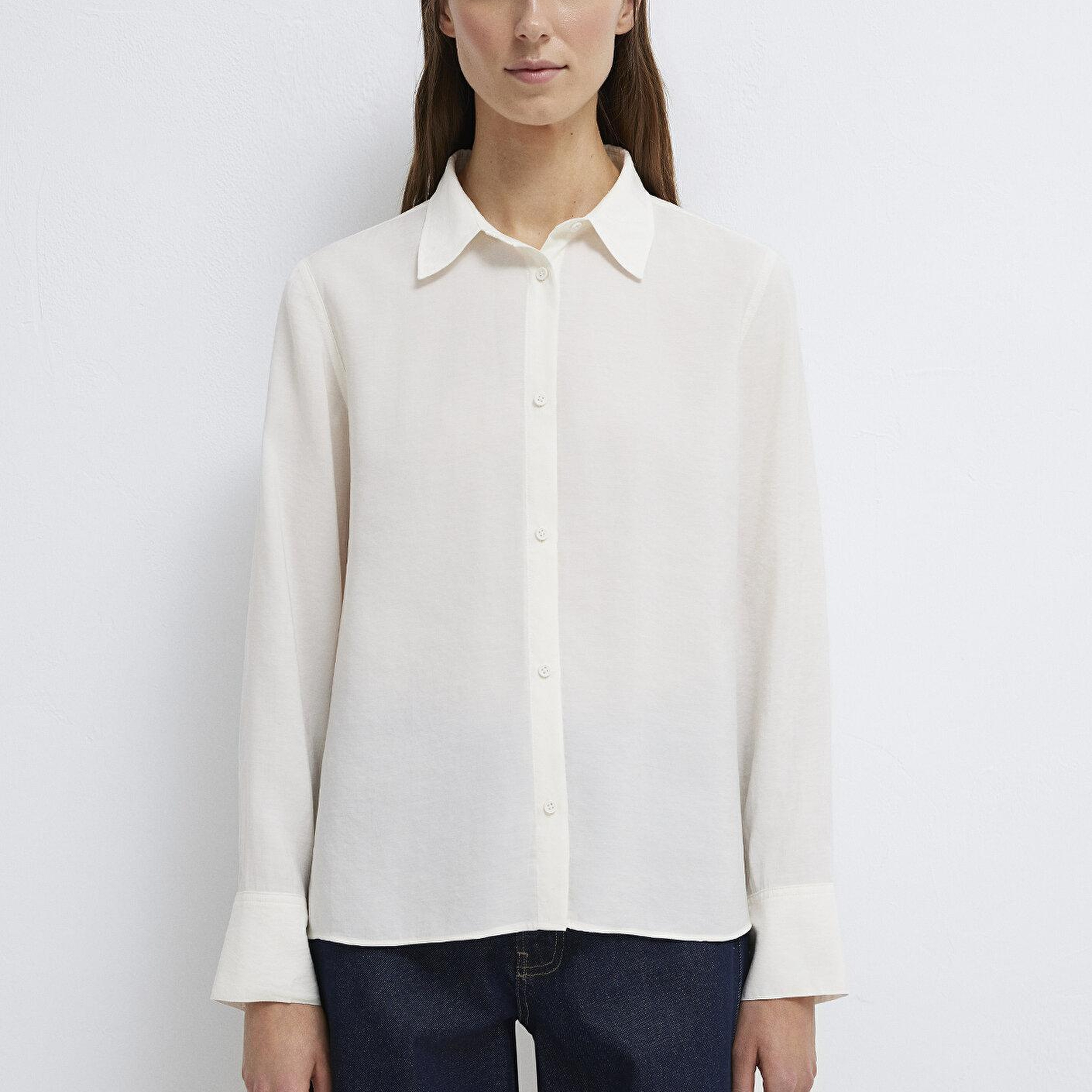 Mavi Ekru (TENCEL™) Liyosel Karışımlı Gömlek Regular Fit / Normal Kesim 1211374-70057