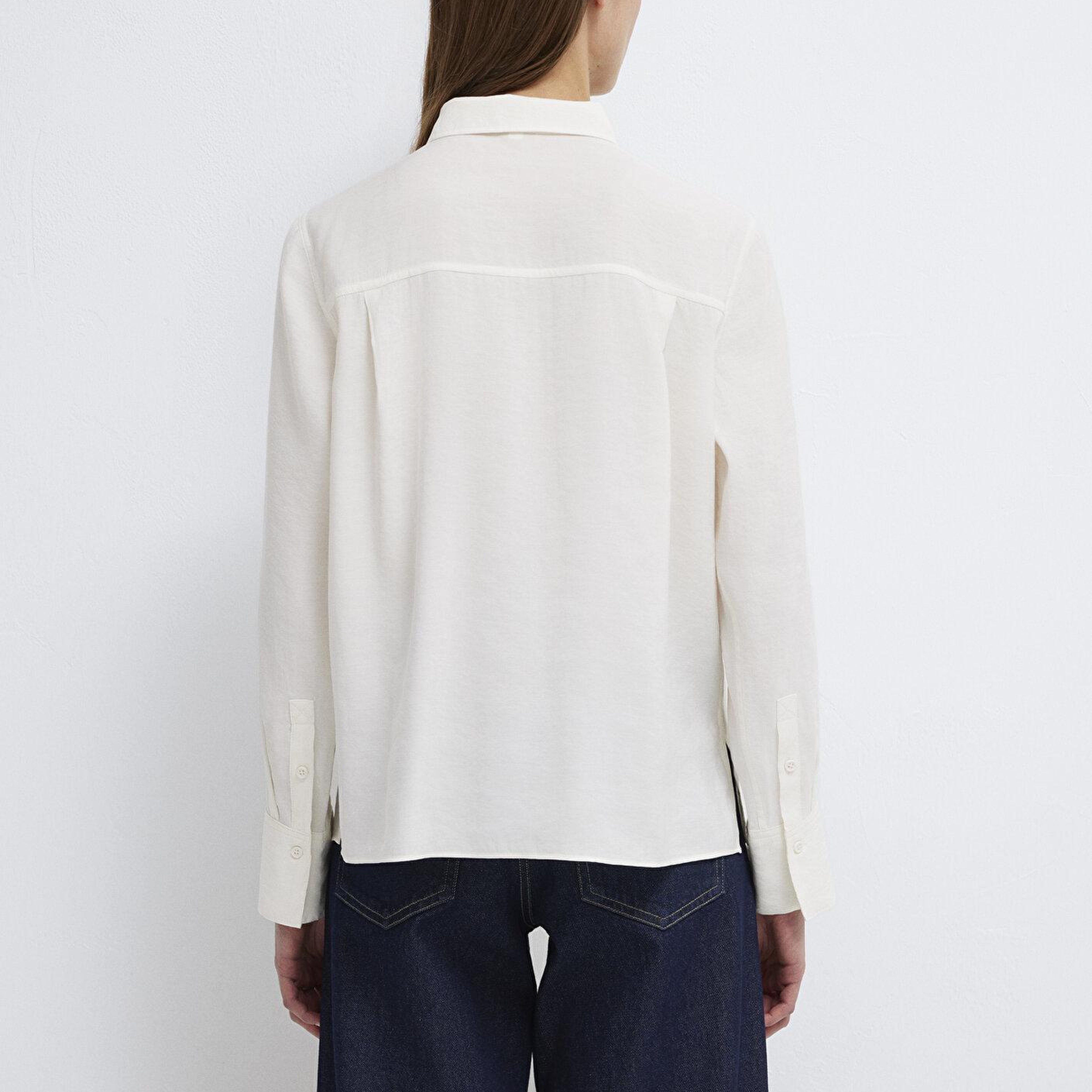 Mavi Ekru (TENCEL™) Liyosel Karışımlı Gömlek Regular Fit / Normal Kesim 1211374-70057