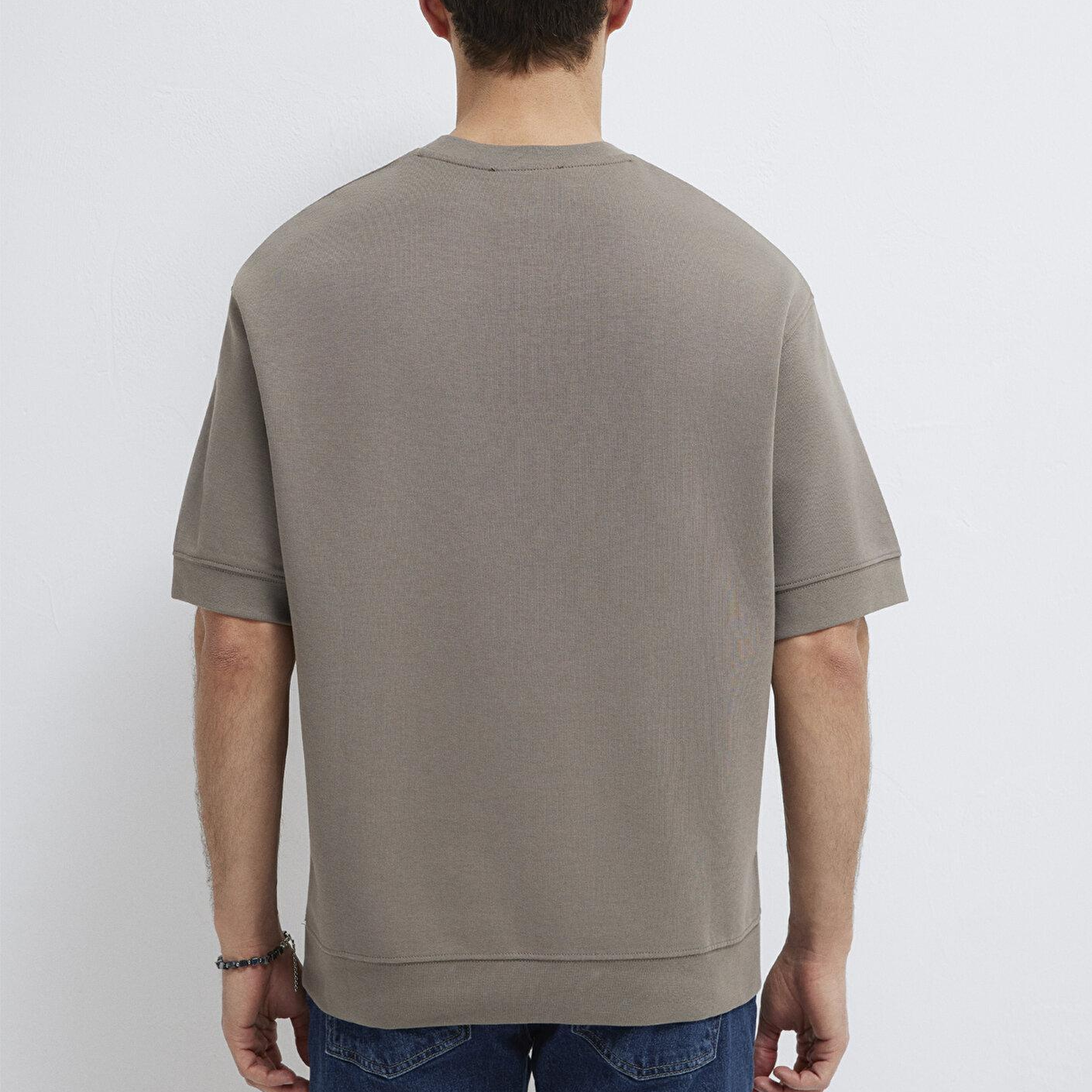 Mavi Bisiklet Yaka Kahverengi Tişört Loose Fit / Bol Rahat Kesim 0611614-87875
