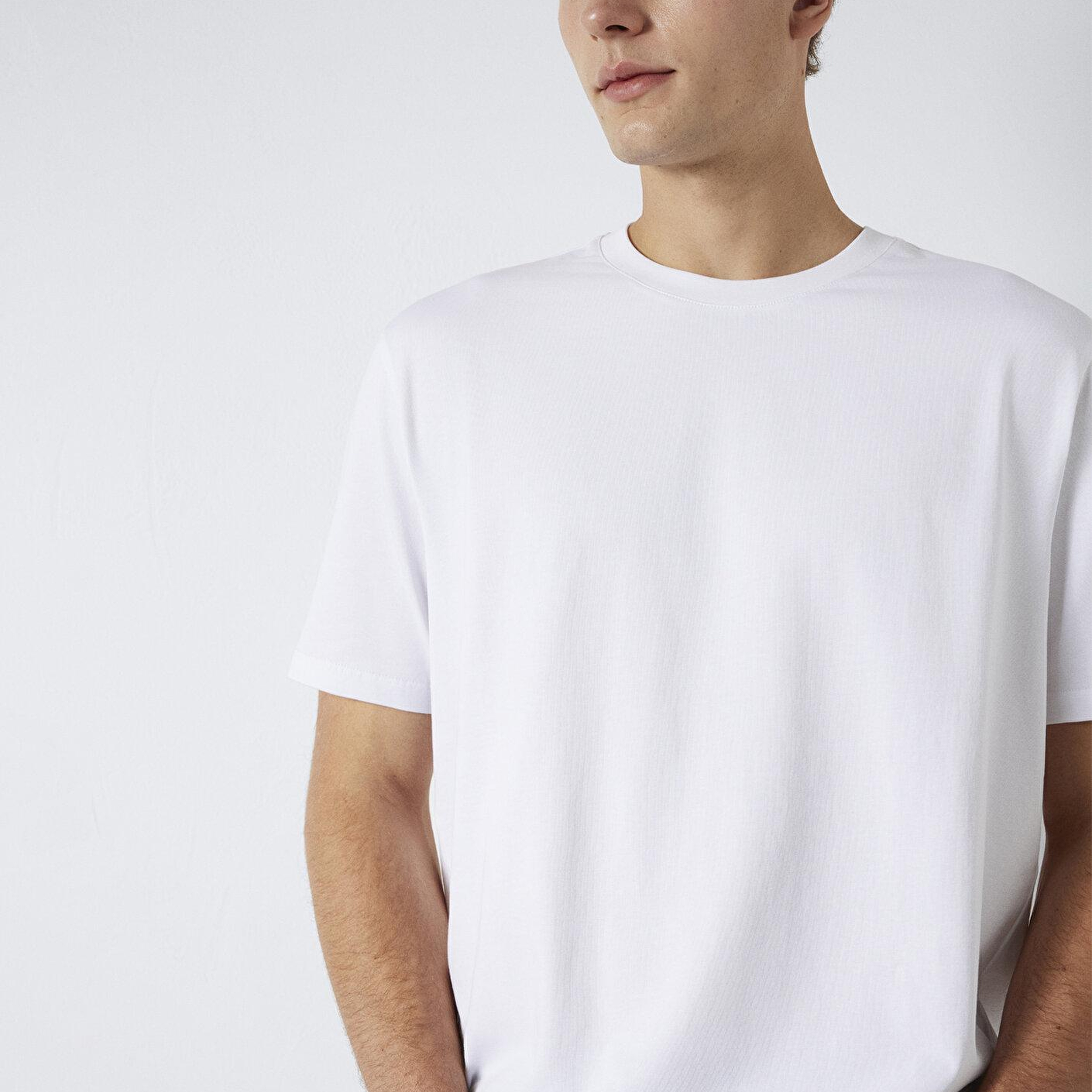 Mavi Beyaz Basic Tişört Loose Fit / Bol Rahat Kesim 0613199-620