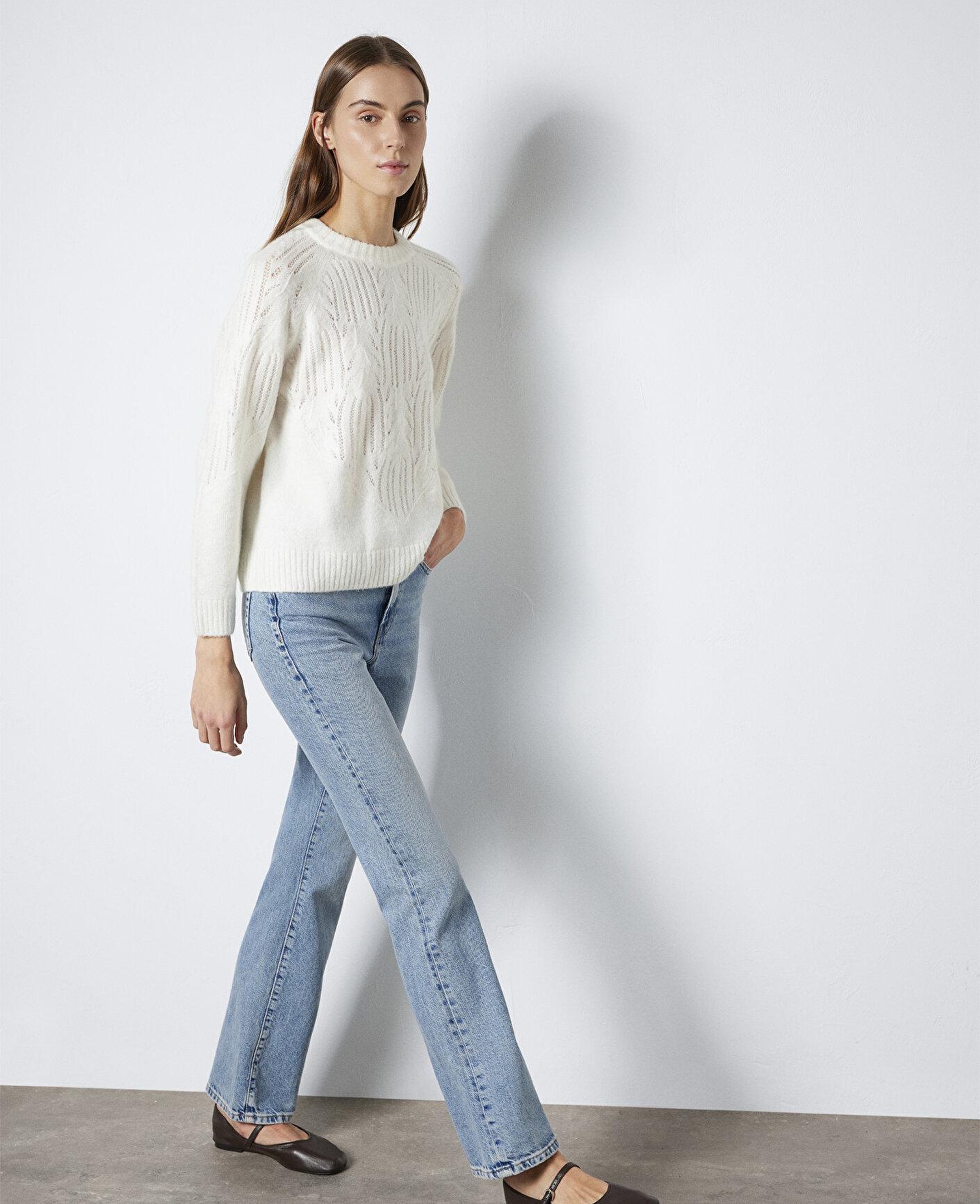 Mavi Örme Detaylı Ekru Kazak Loose Fit / Bol Rahat Kesim 1710852-70057
