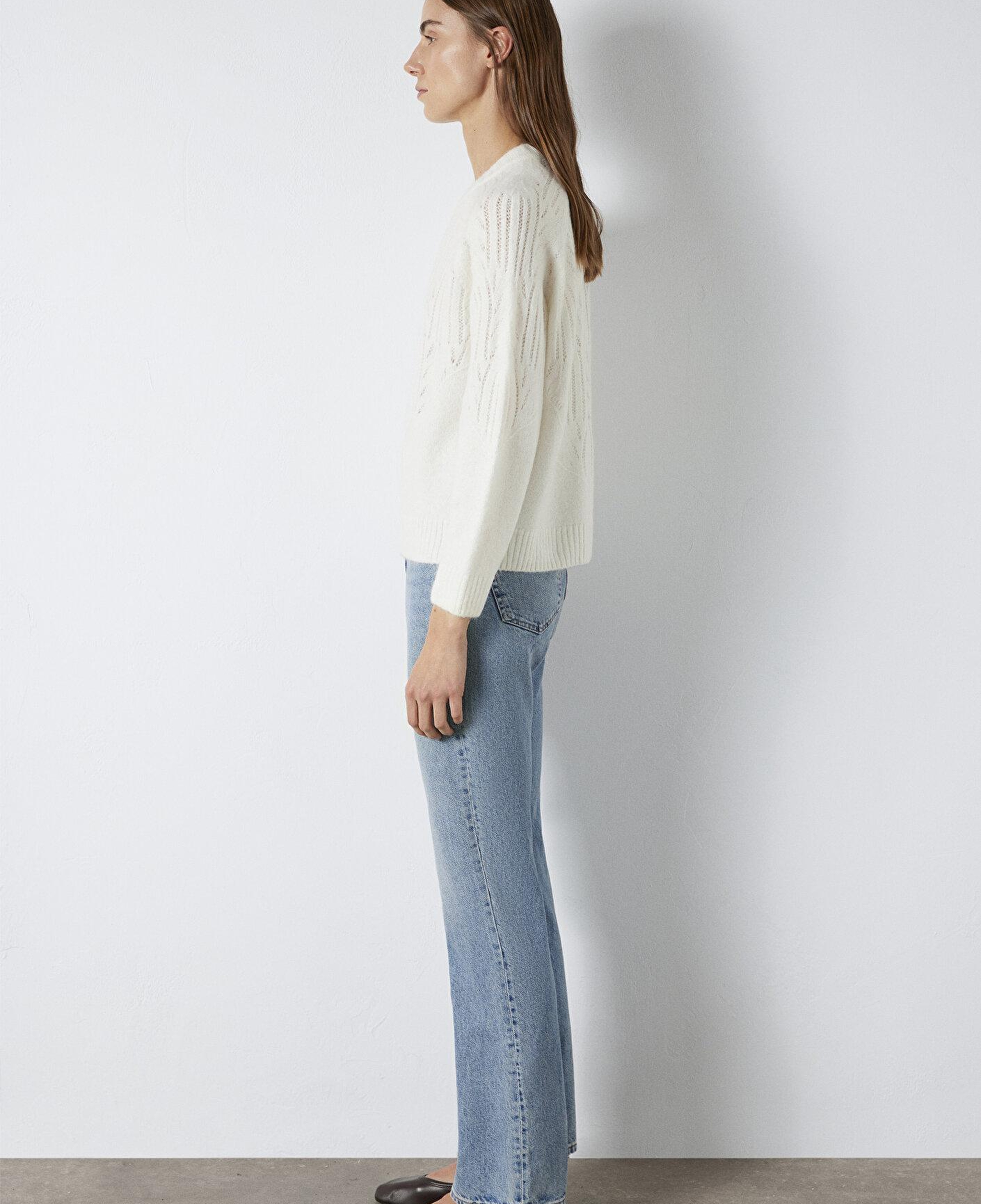 Mavi Örme Detaylı Ekru Kazak Loose Fit / Bol Rahat Kesim 1710852-70057