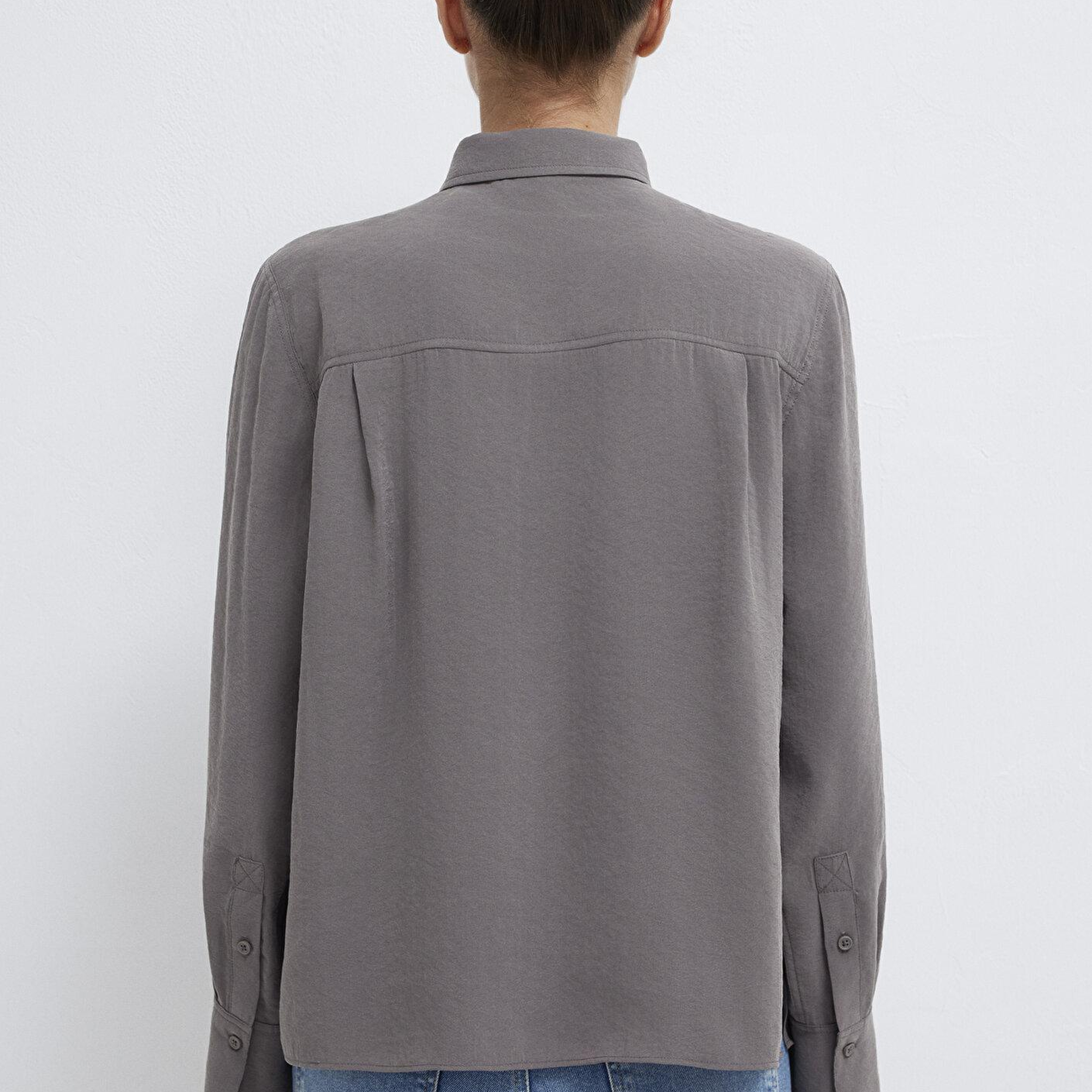 Mavi Gri (TENCEL™) Liyosel Karışımlı Gömlek Regular Fit / Normal Kesim 1211374-90721