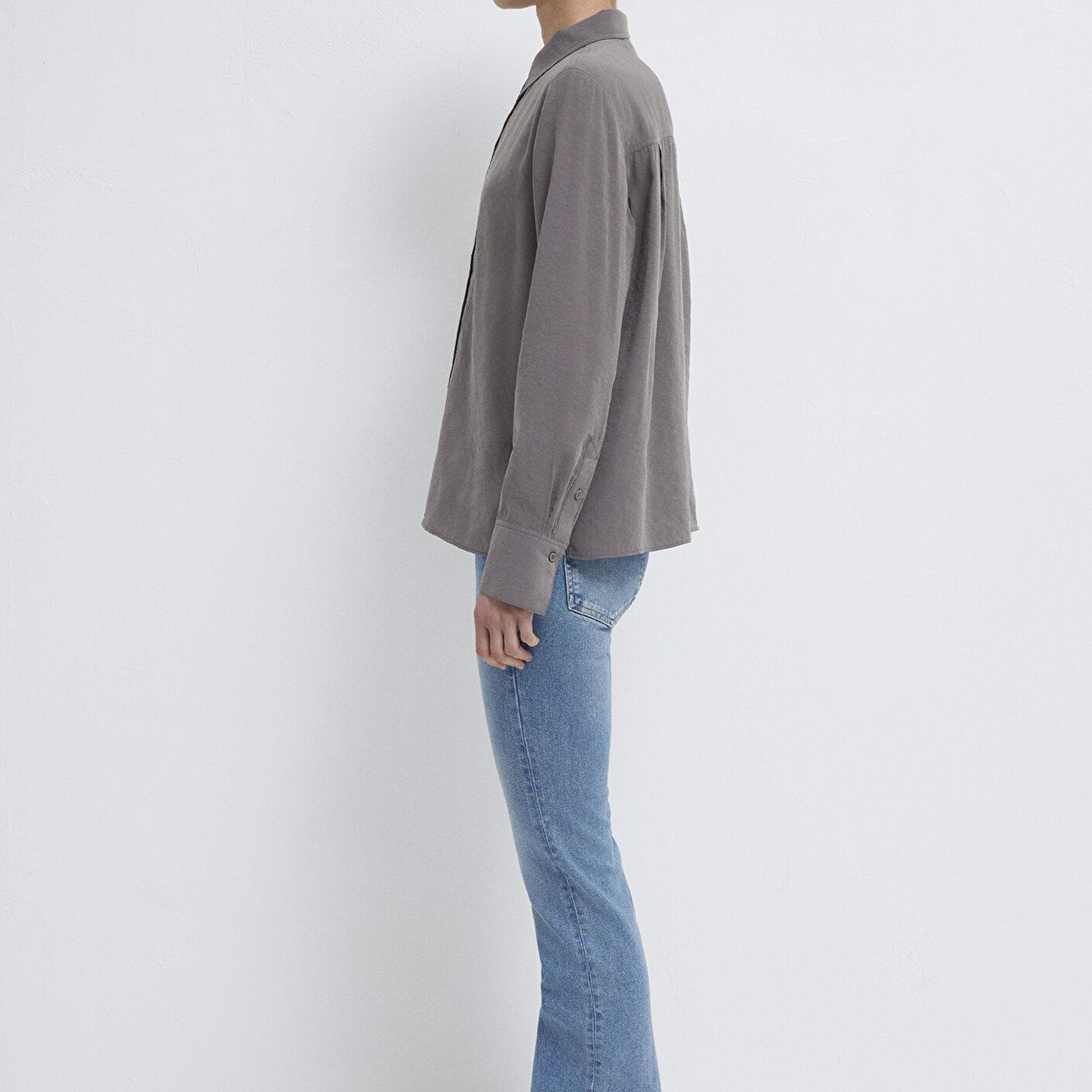 Mavi Gri (TENCEL™) Liyosel Karışımlı Gömlek Regular Fit / Normal Kesim 1211374-90721
