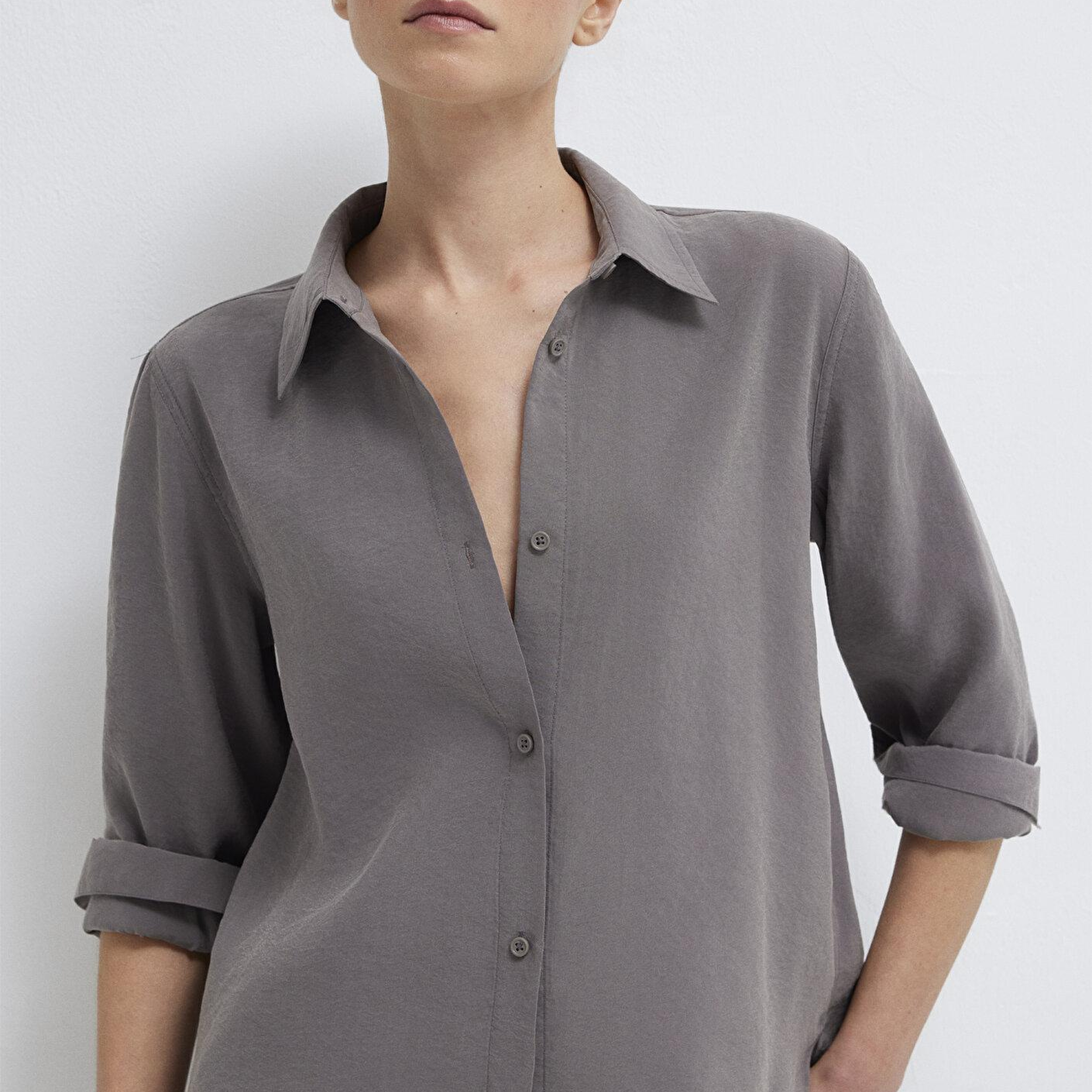 Mavi Gri (TENCEL™) Liyosel Karışımlı Gömlek Regular Fit / Normal Kesim 1211374-90721