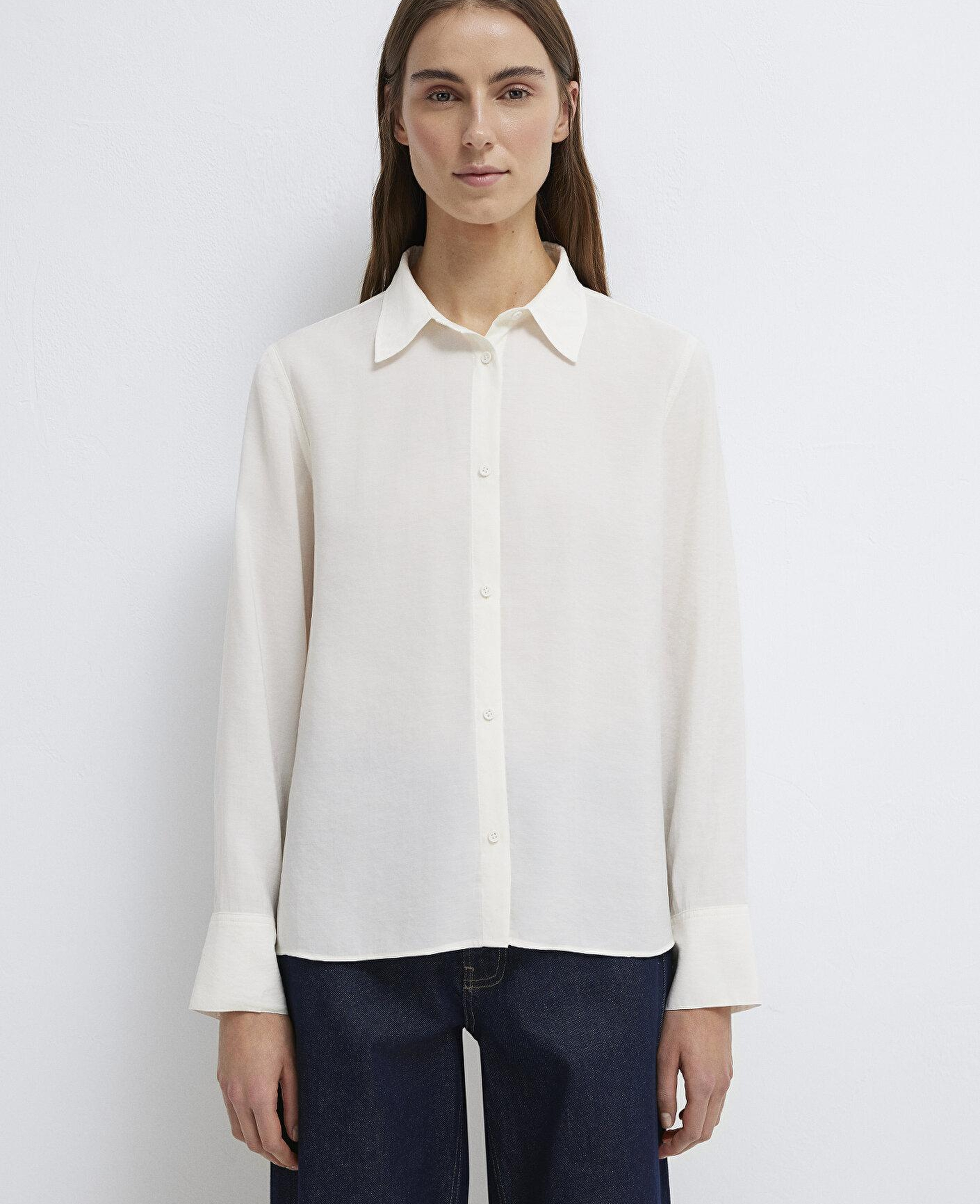 Mavi Ekru (TENCEL™) Liyosel Karışımlı Gömlek Regular Fit / Normal Kesim 1211374-70057
