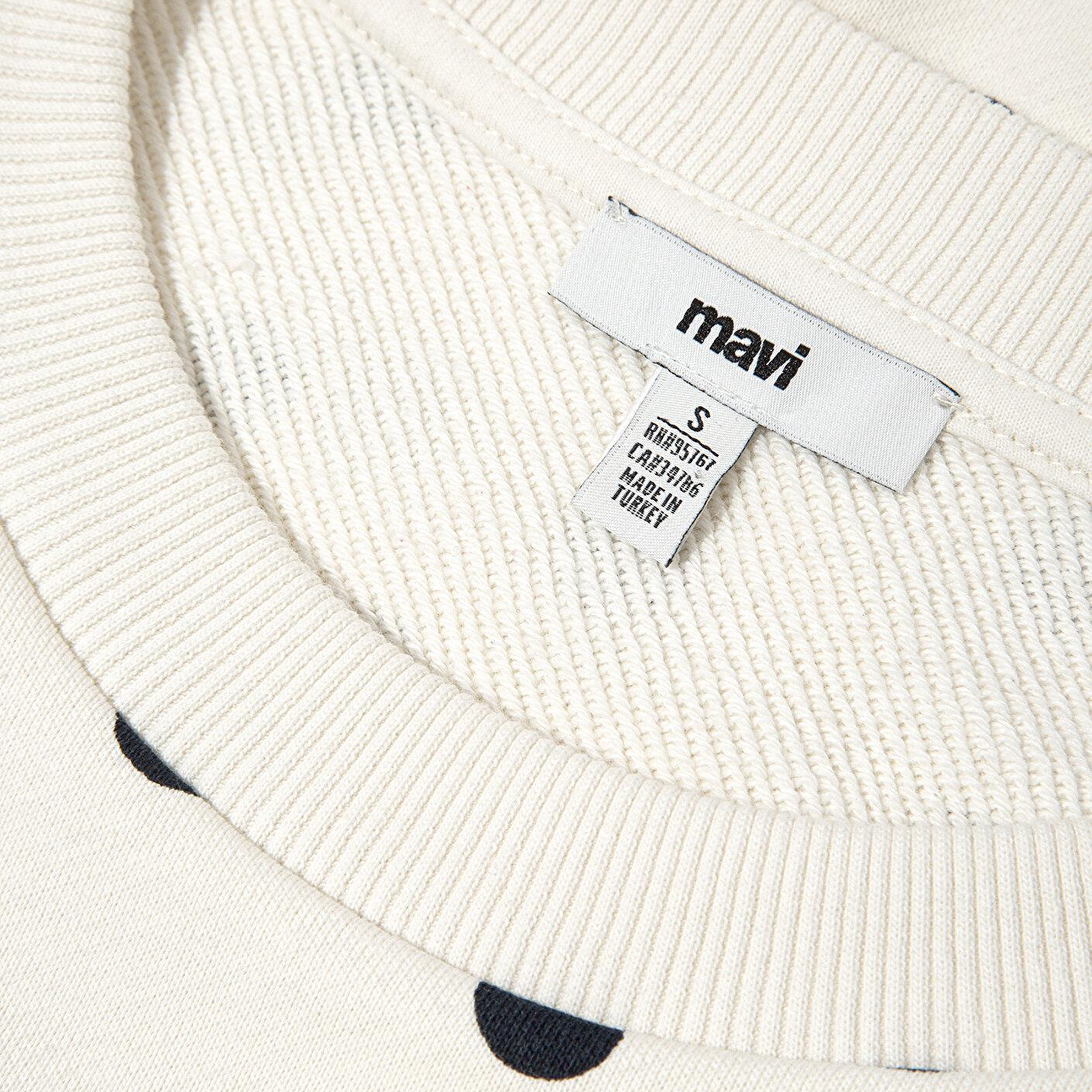 Mavi Puantiyeli Ekru Sweatshirt 1S10534-91576