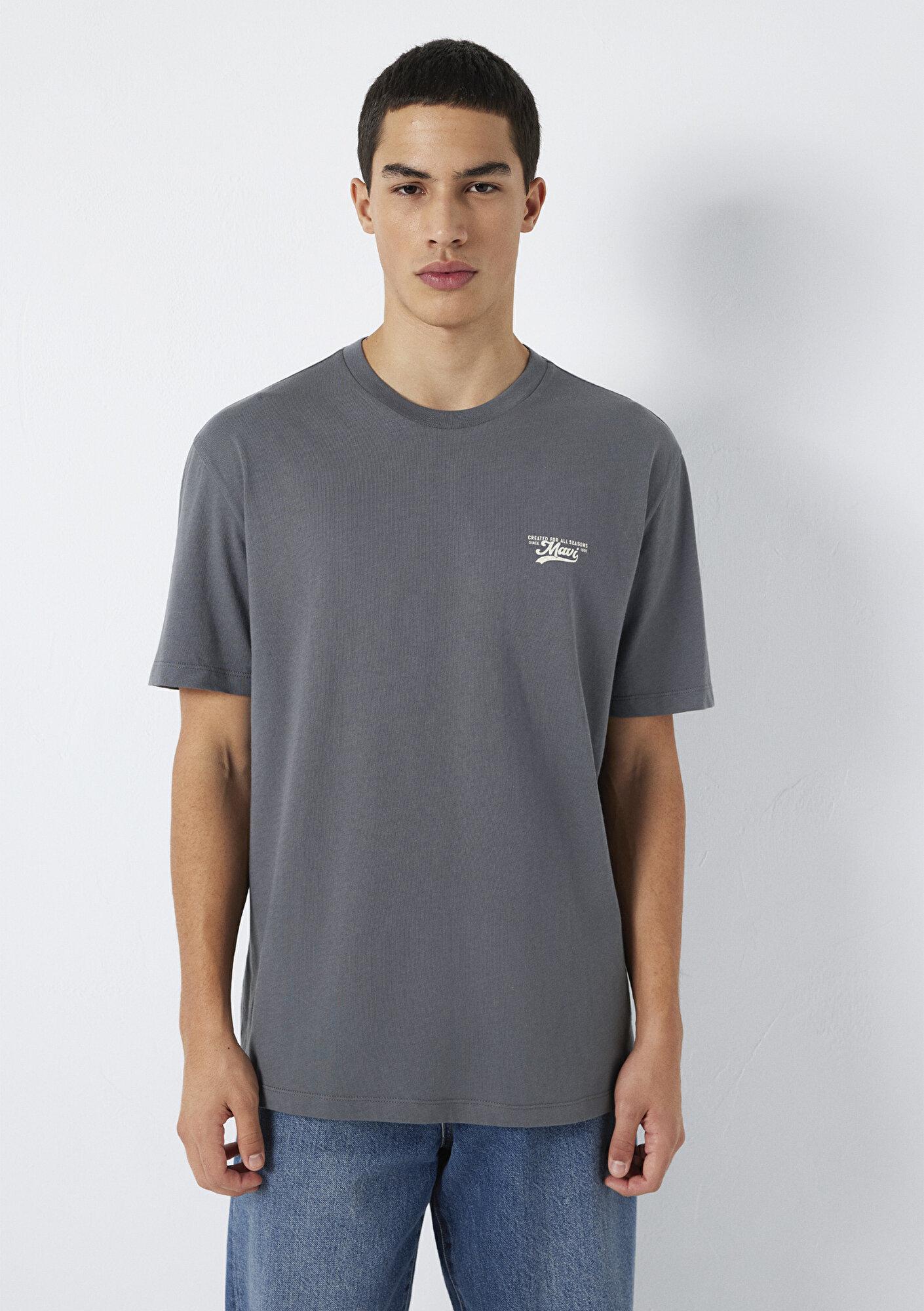 Mavi Mavi Baskılı Gri Tişört Loose Fit / Bol Rahat Kesim 0612840-80776