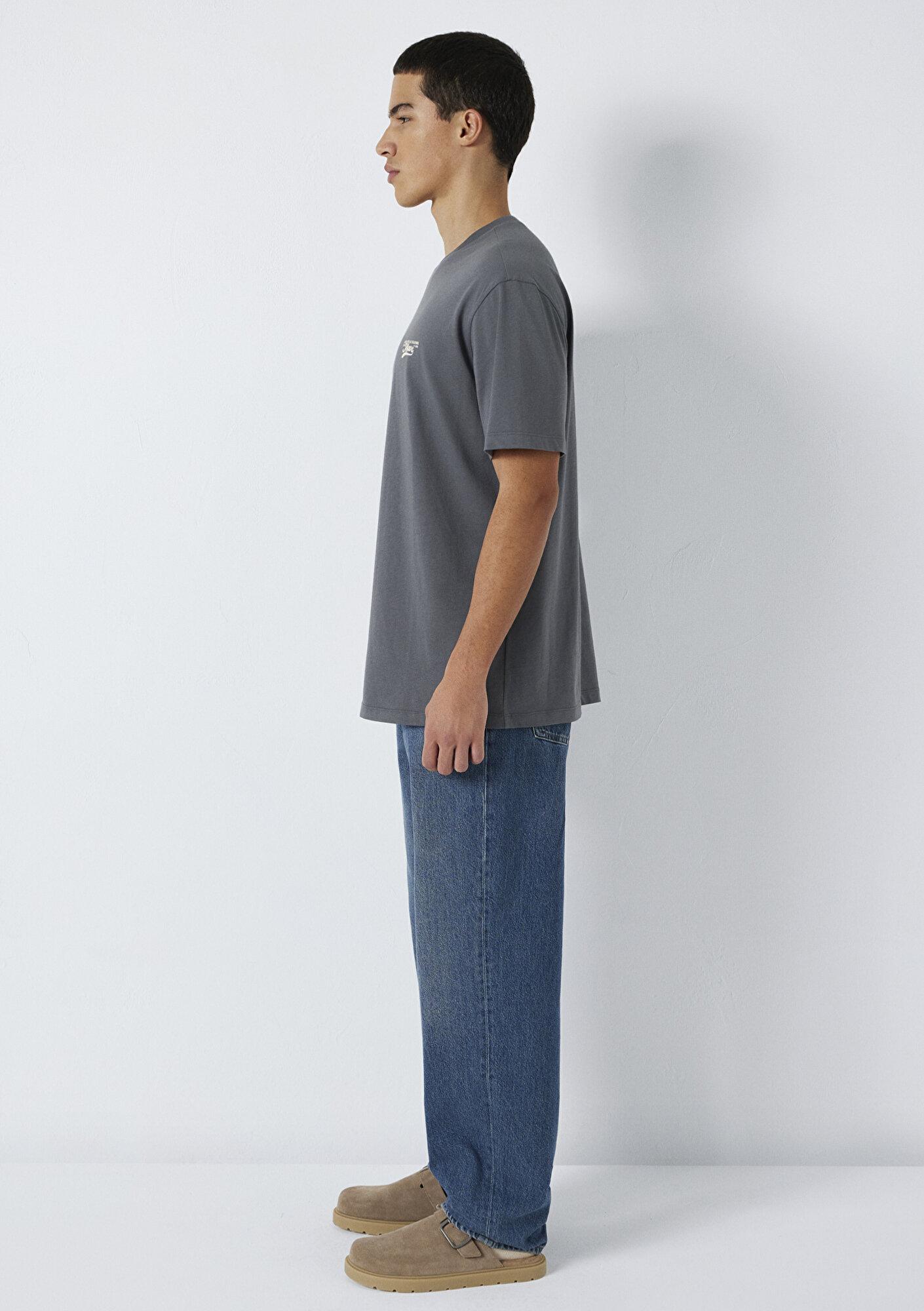 Mavi Mavi Baskılı Gri Tişört Loose Fit / Bol Rahat Kesim 0612840-80776