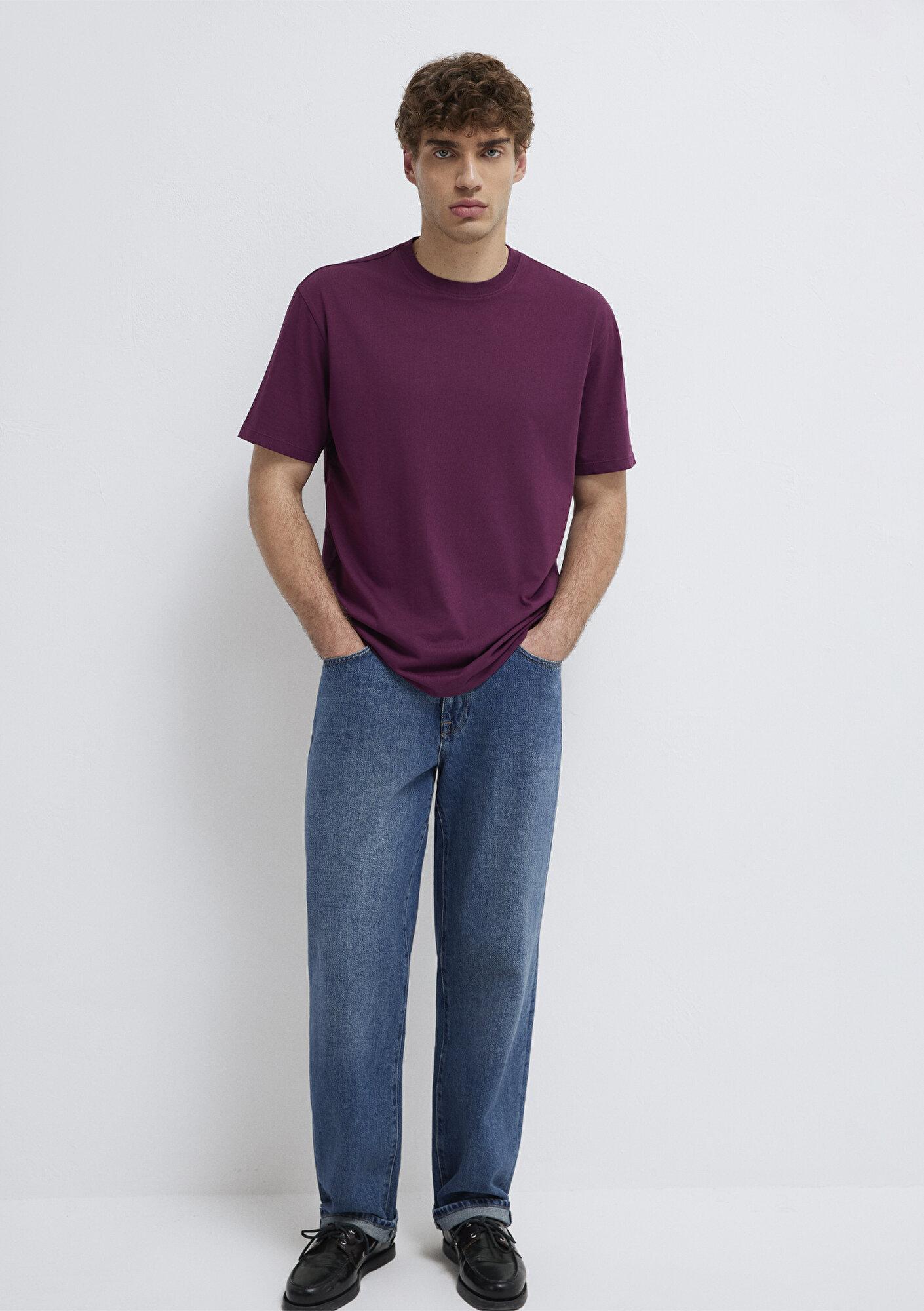 Mavi Mor Basic Tişört Loose Fit / Bol Rahat Kesim 066249-70670