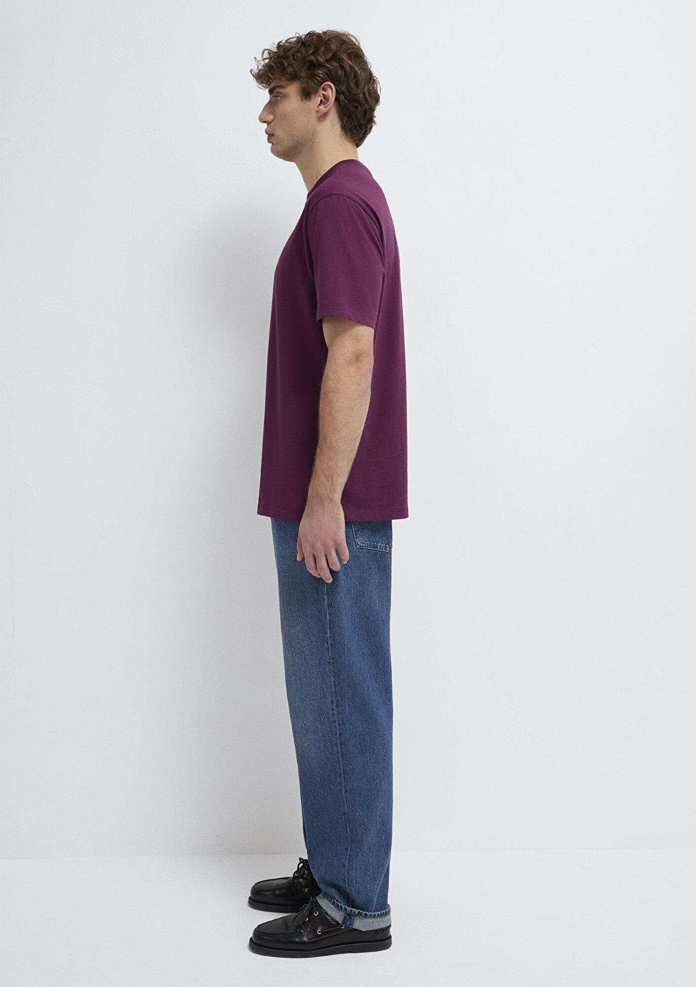 Mavi Mor Basic Tişört Loose Fit / Bol Rahat Kesim 066249-70670