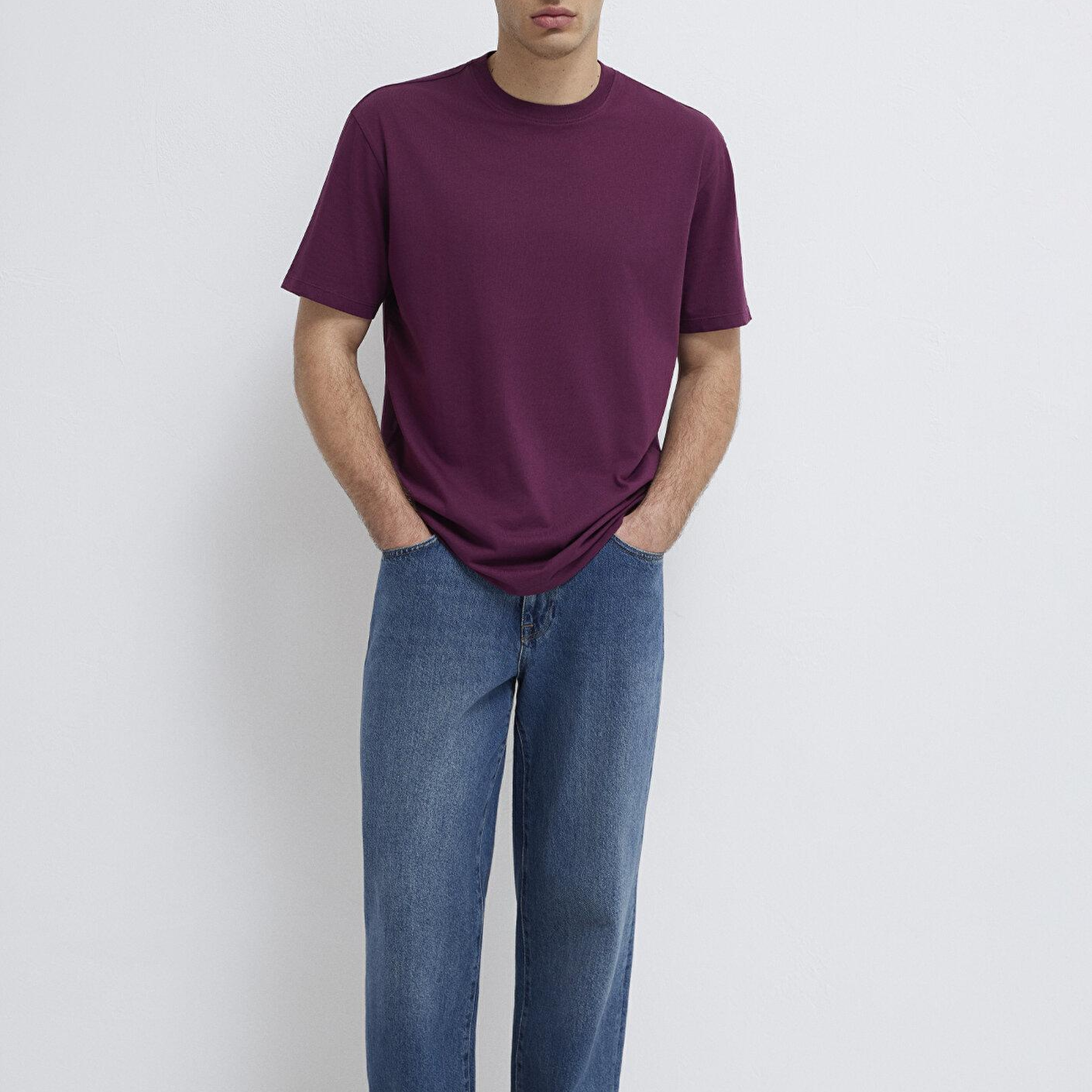 Mavi Mor Basic Tişört Loose Fit / Bol Rahat Kesim 066249-70670