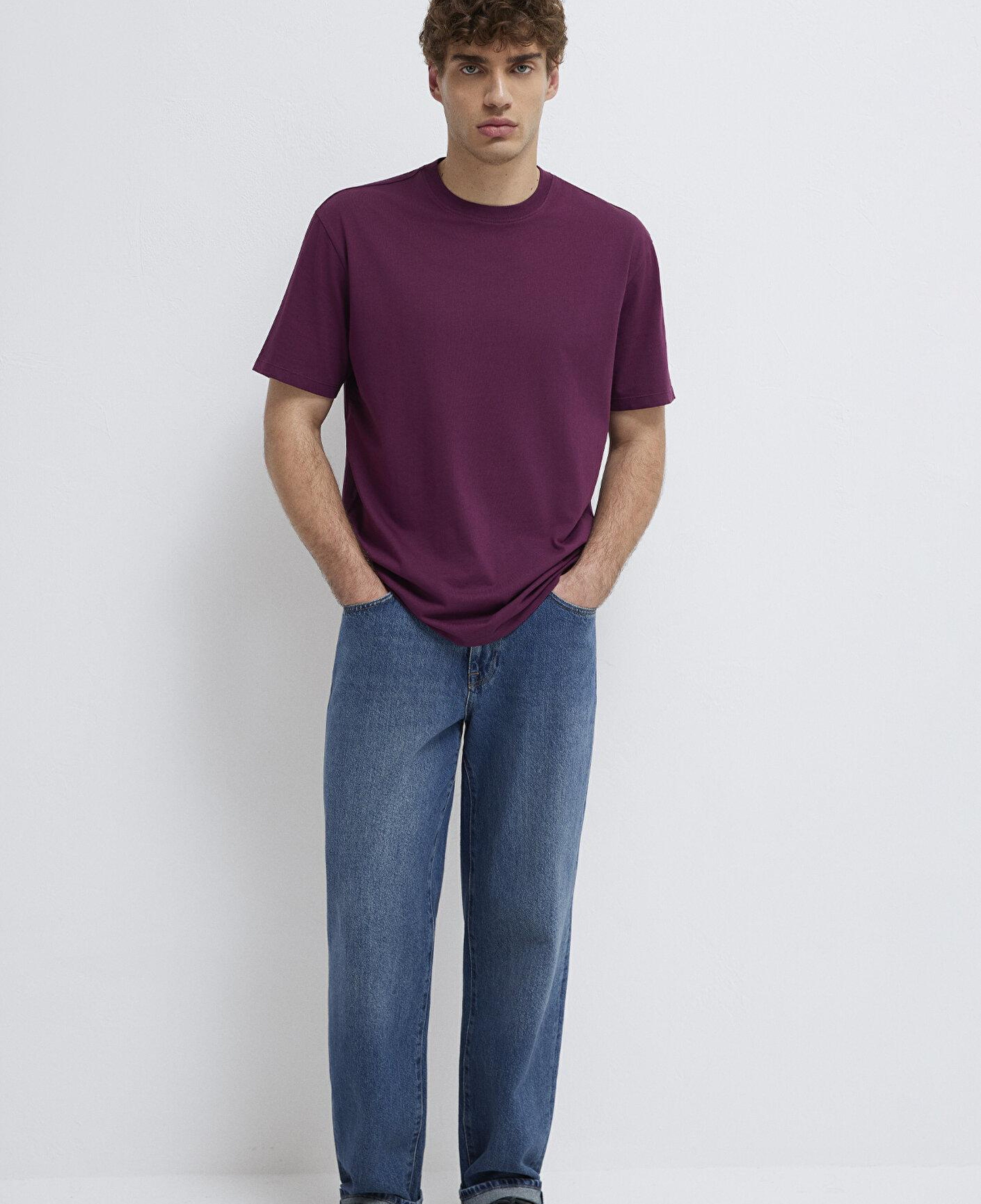 Mavi Mor Basic Tişört Loose Fit / Bol Rahat Kesim 066249-70670