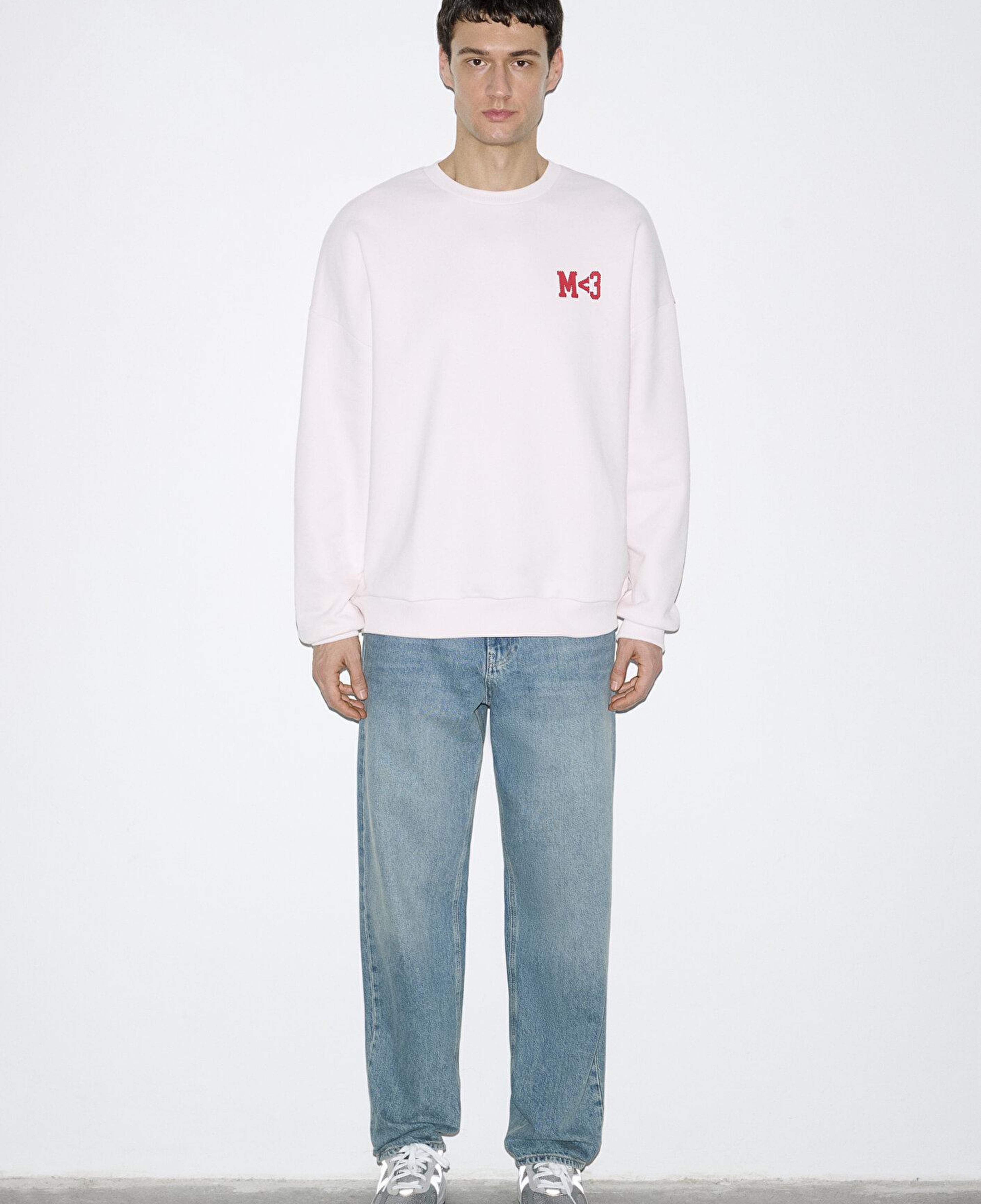 Mavi M Kalp İşlemeli Bisiklet Yaka Pembe Sweatshirt 0S10577-70989
