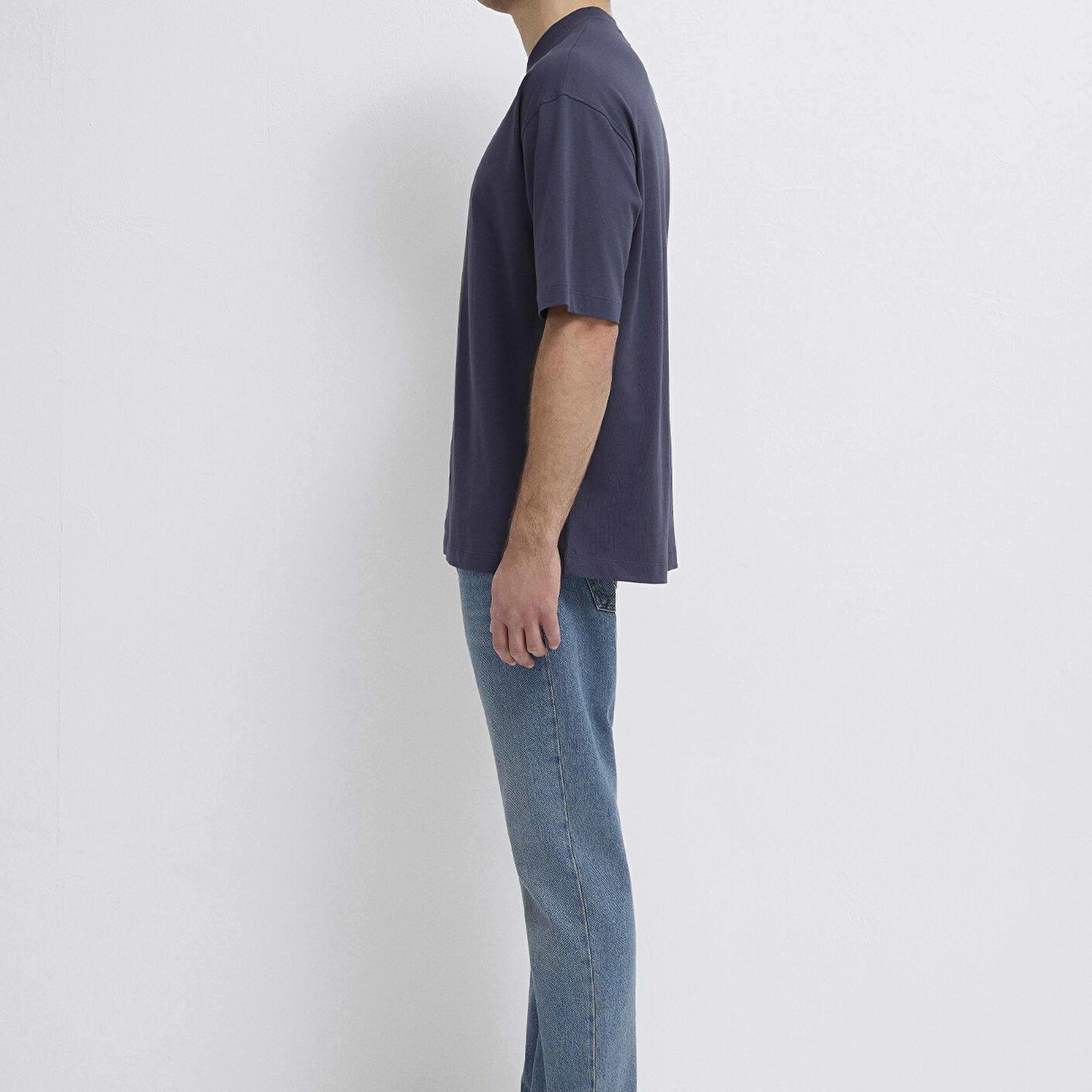 Mavi Antrasit Basic Tişört Oversize / Geniş Kesim 0613113-70101