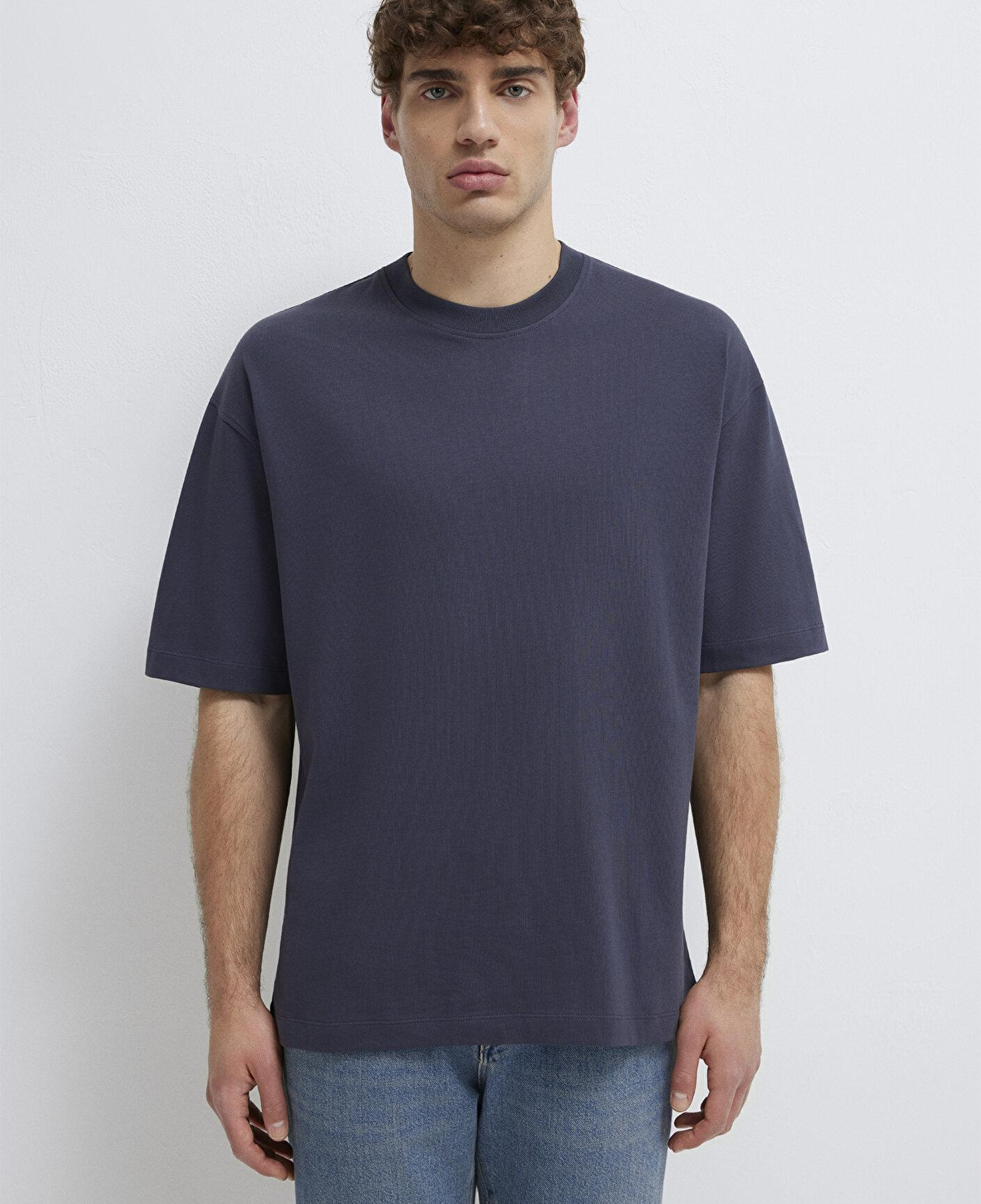 Mavi Antrasit Basic Tişört Oversize / Geniş Kesim 0613113-70101