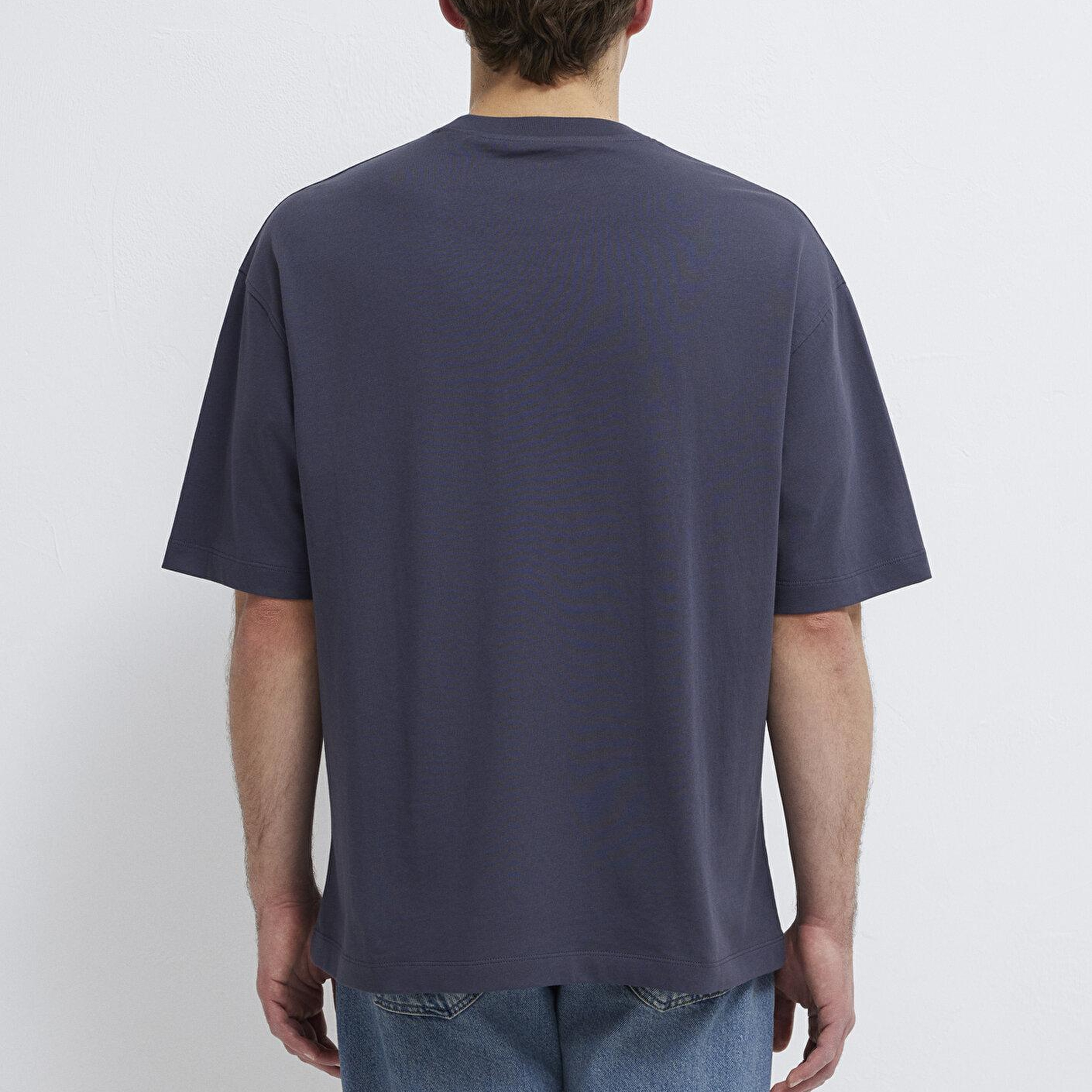 Mavi Antrasit Basic Tişört Oversize / Geniş Kesim 0613113-70101