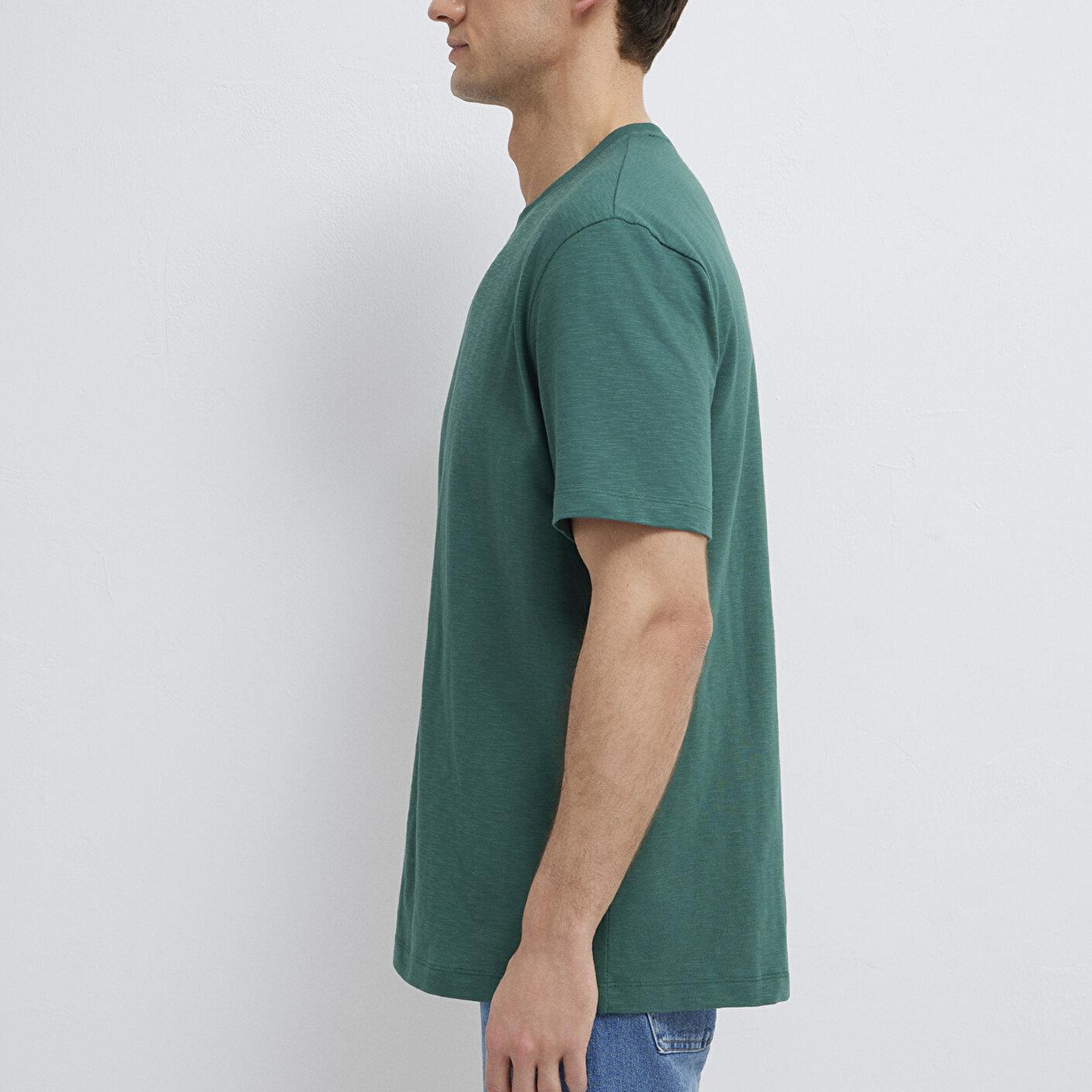 Mavi Yeşil Basic Tişört Loose Fit / Bol Rahat Kesim 0613146-71930
