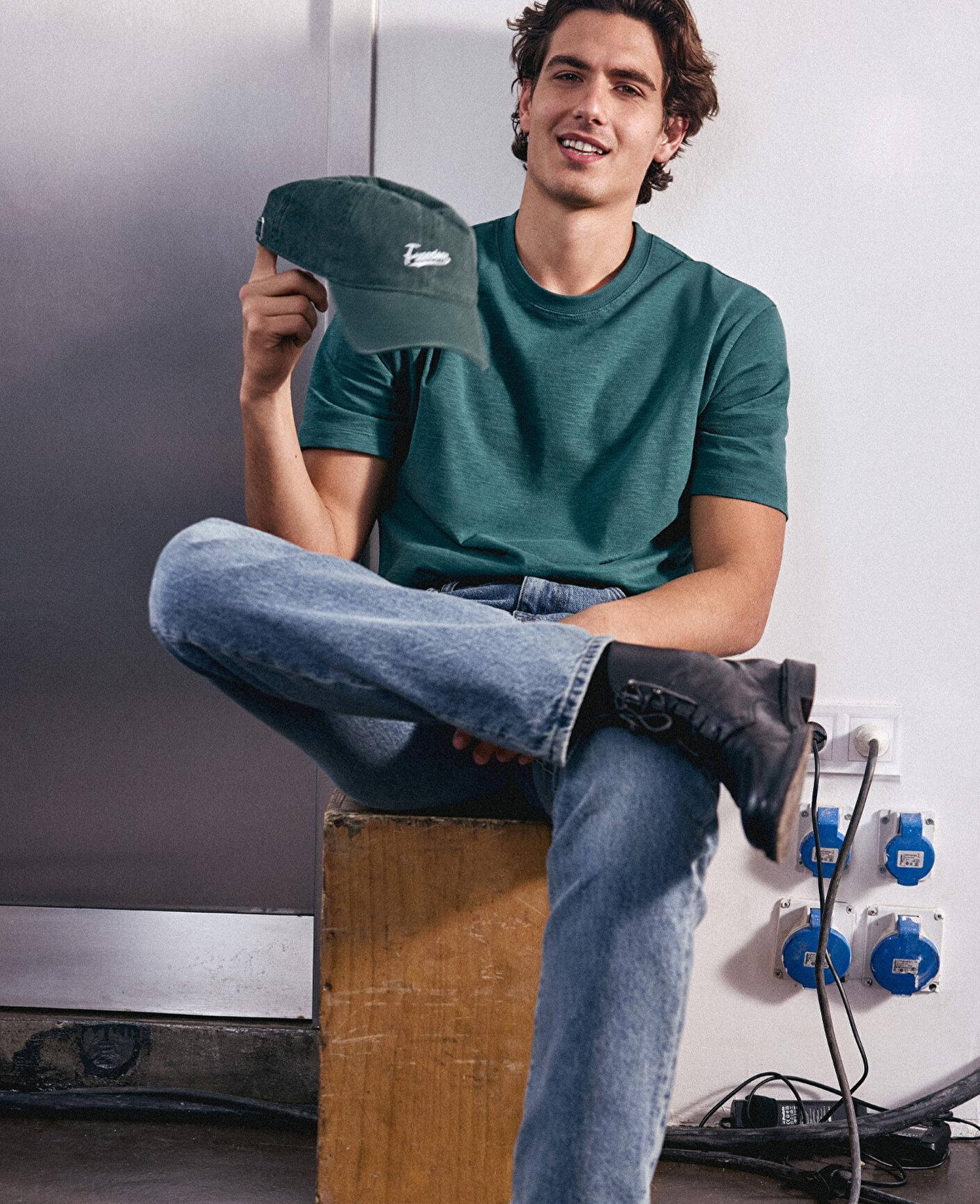 Mavi Yeşil Basic Tişört Loose Fit / Bol Rahat Kesim 0613146-71930
