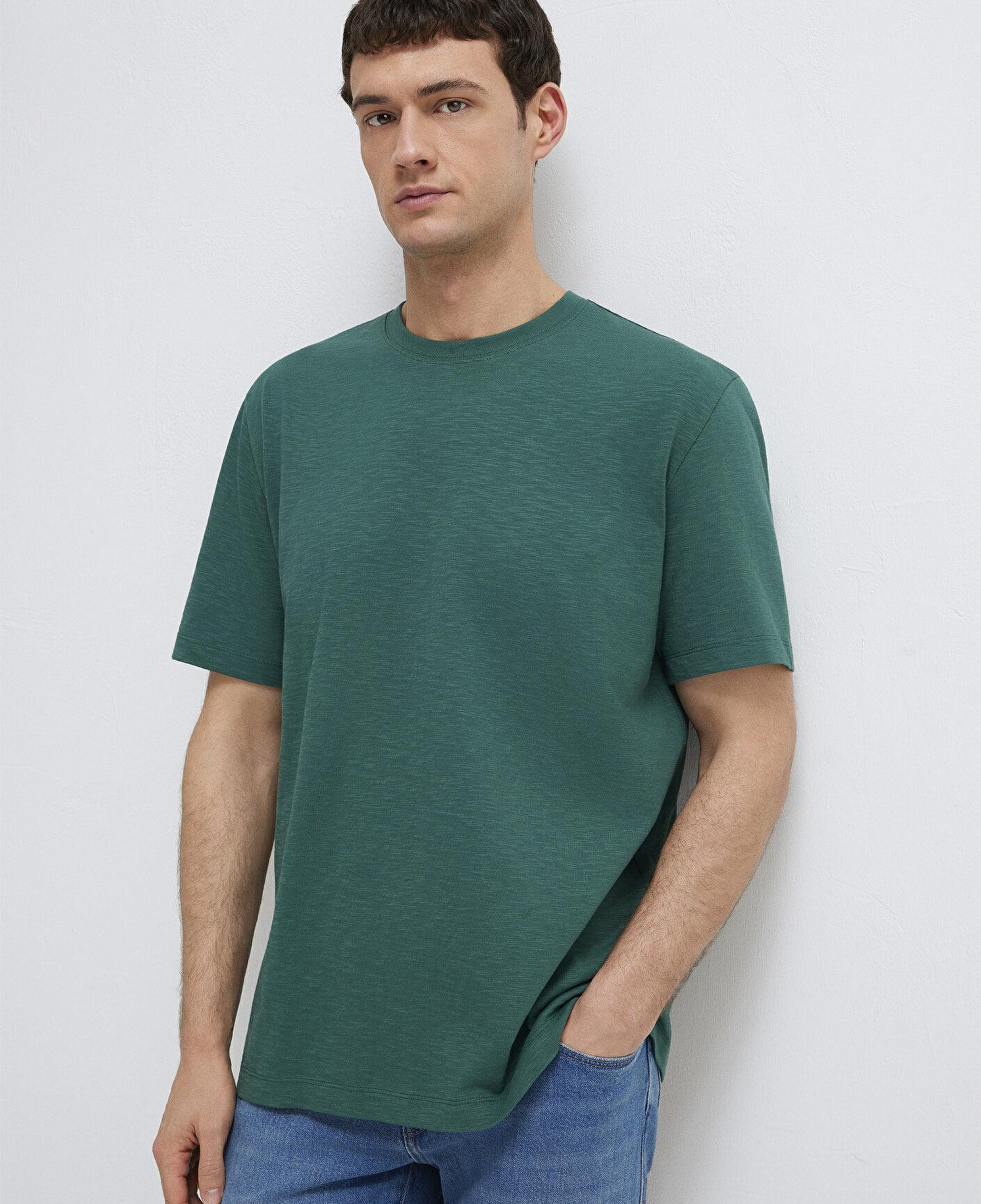 Mavi Yeşil Basic Tişört Loose Fit / Bol Rahat Kesim 0613146-71930