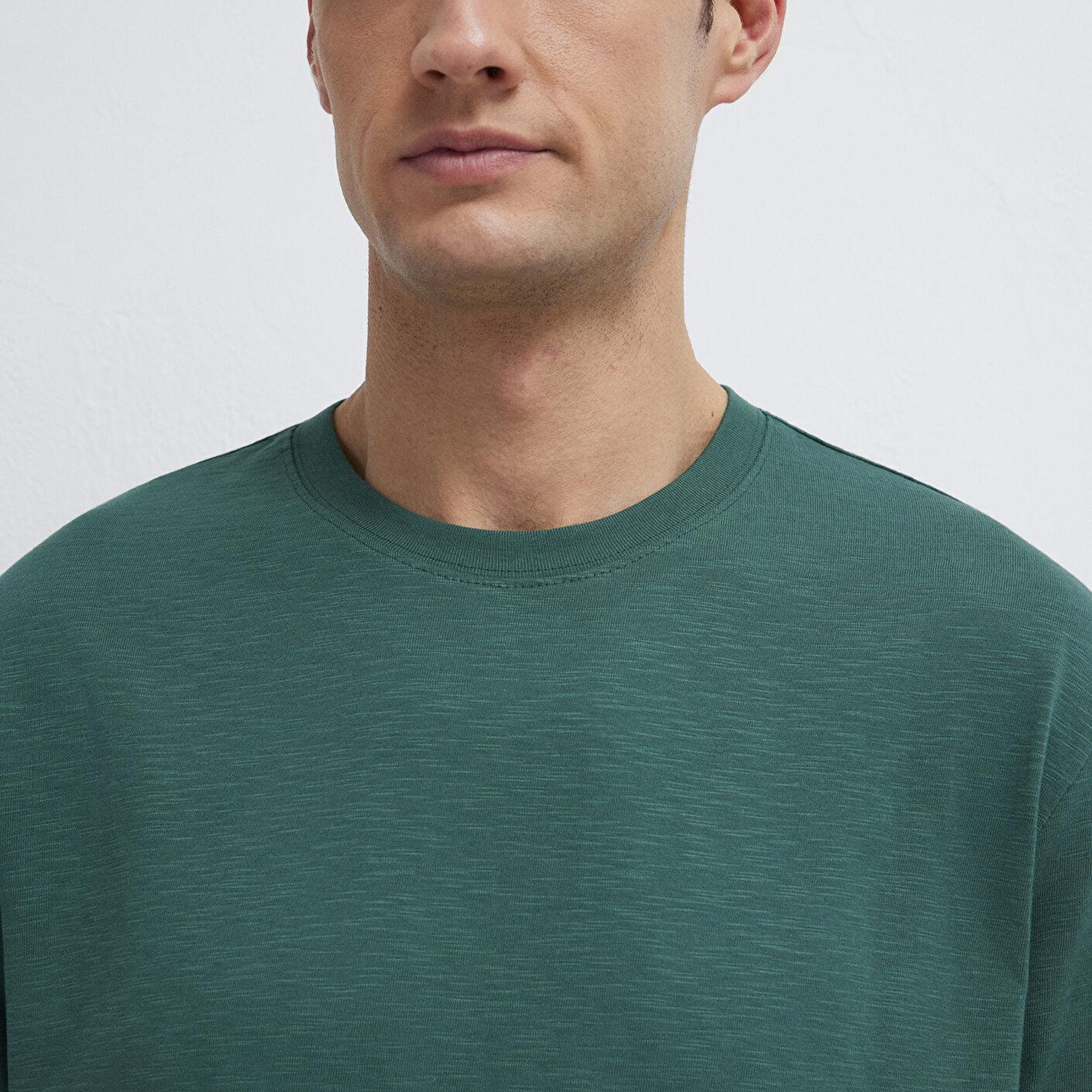 Mavi Yeşil Basic Tişört Loose Fit / Bol Rahat Kesim 0613146-71930
