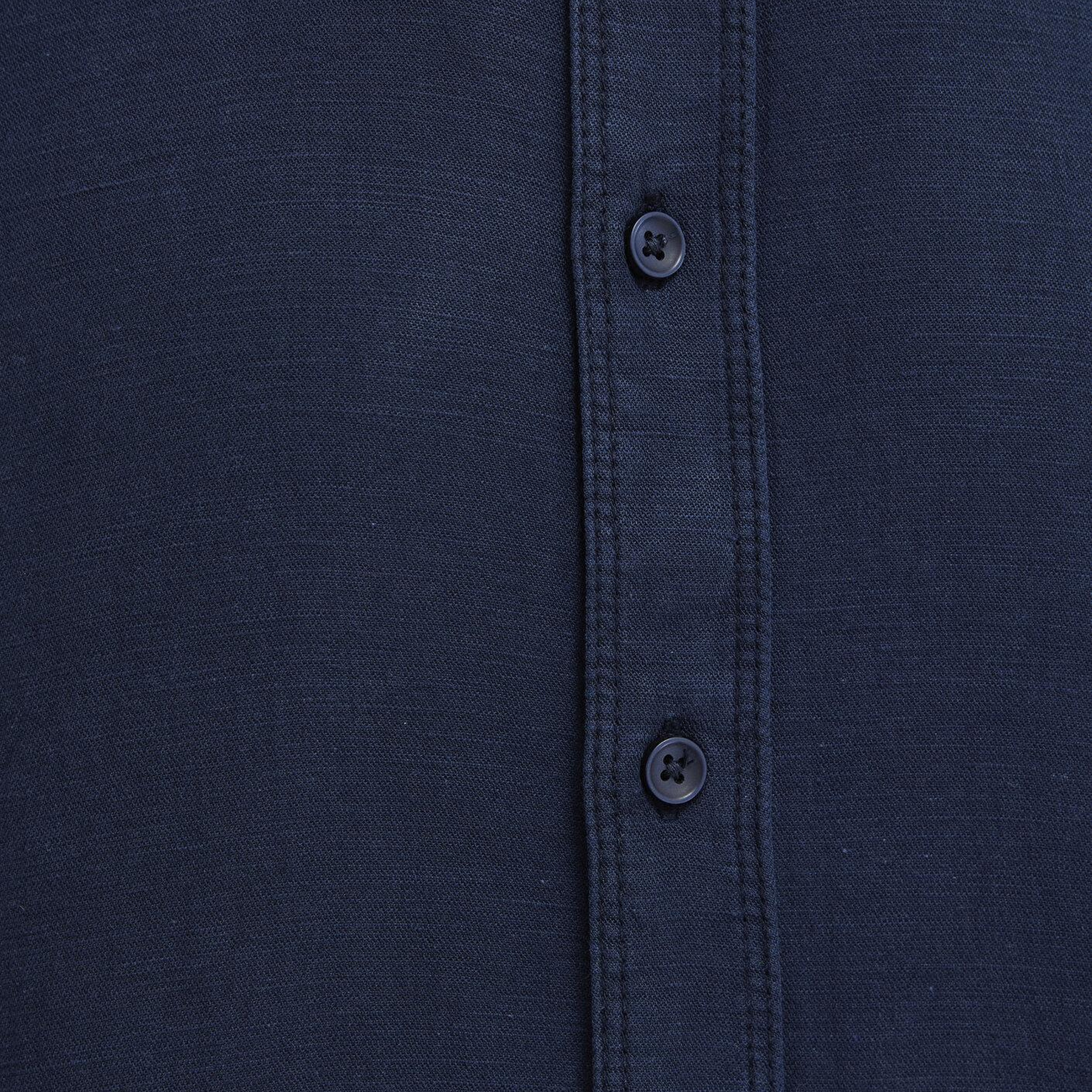 Mavi Keten Karışımlı Lacivert (TENCEL™)  Liyosel Gömlek Regular Fit / Normal Kesim 0211482-70490