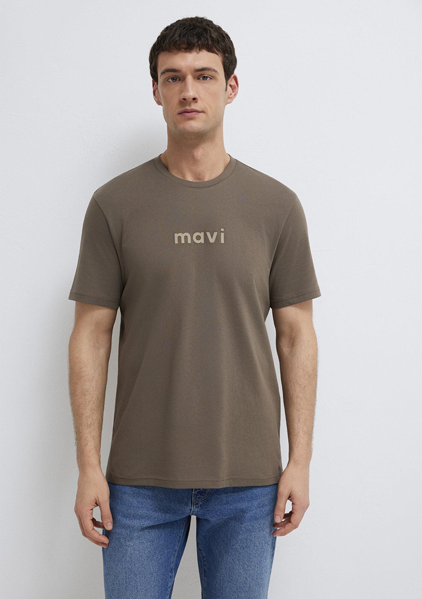 Mavi Mavi Logo Baskılı Kahverengi Tişört Regular Fit / Normal Kesim 0612732-83866