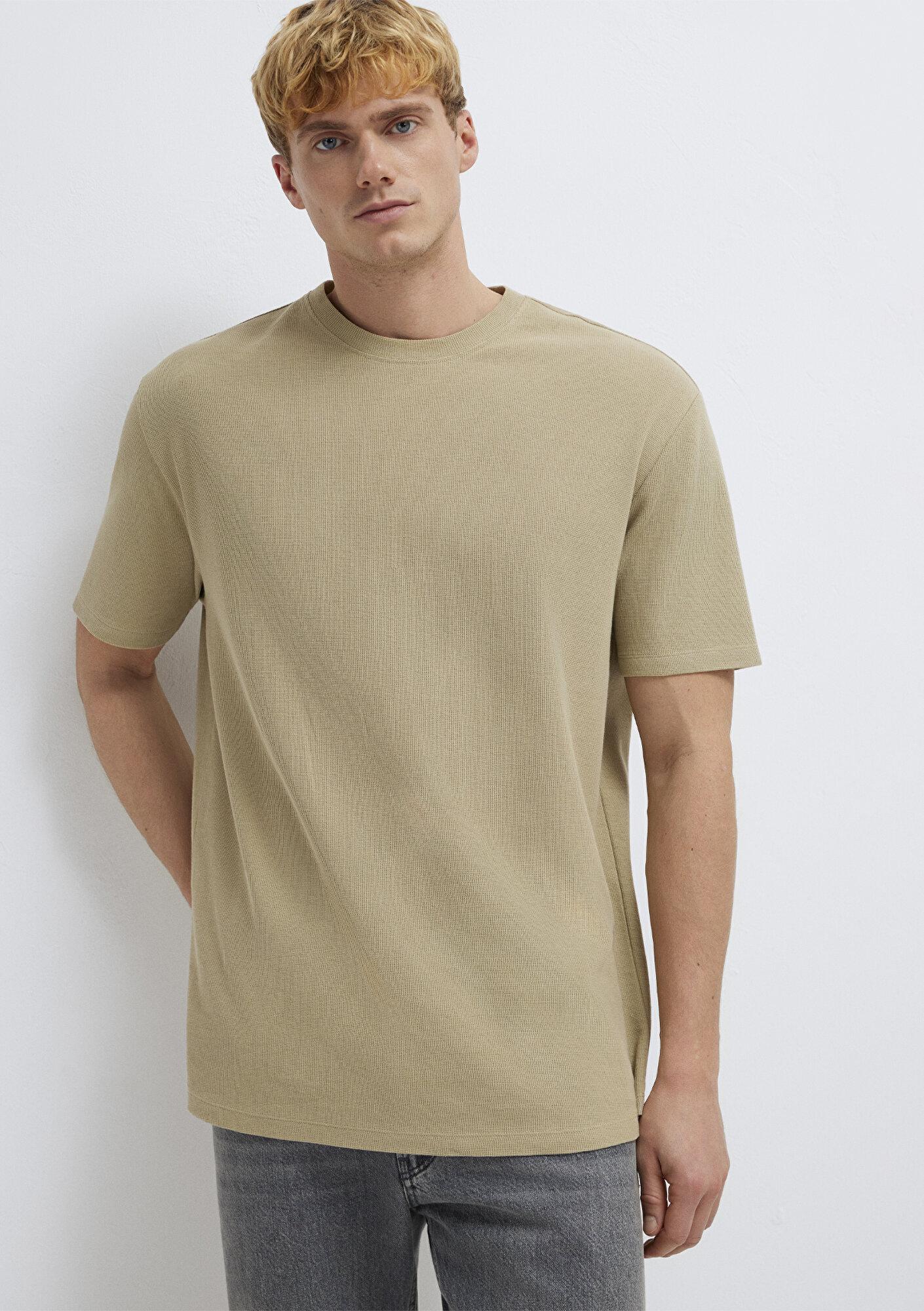 Mavi Bej Basic Tişört Loose Fit / Bol Rahat Kesim 0613153-70204