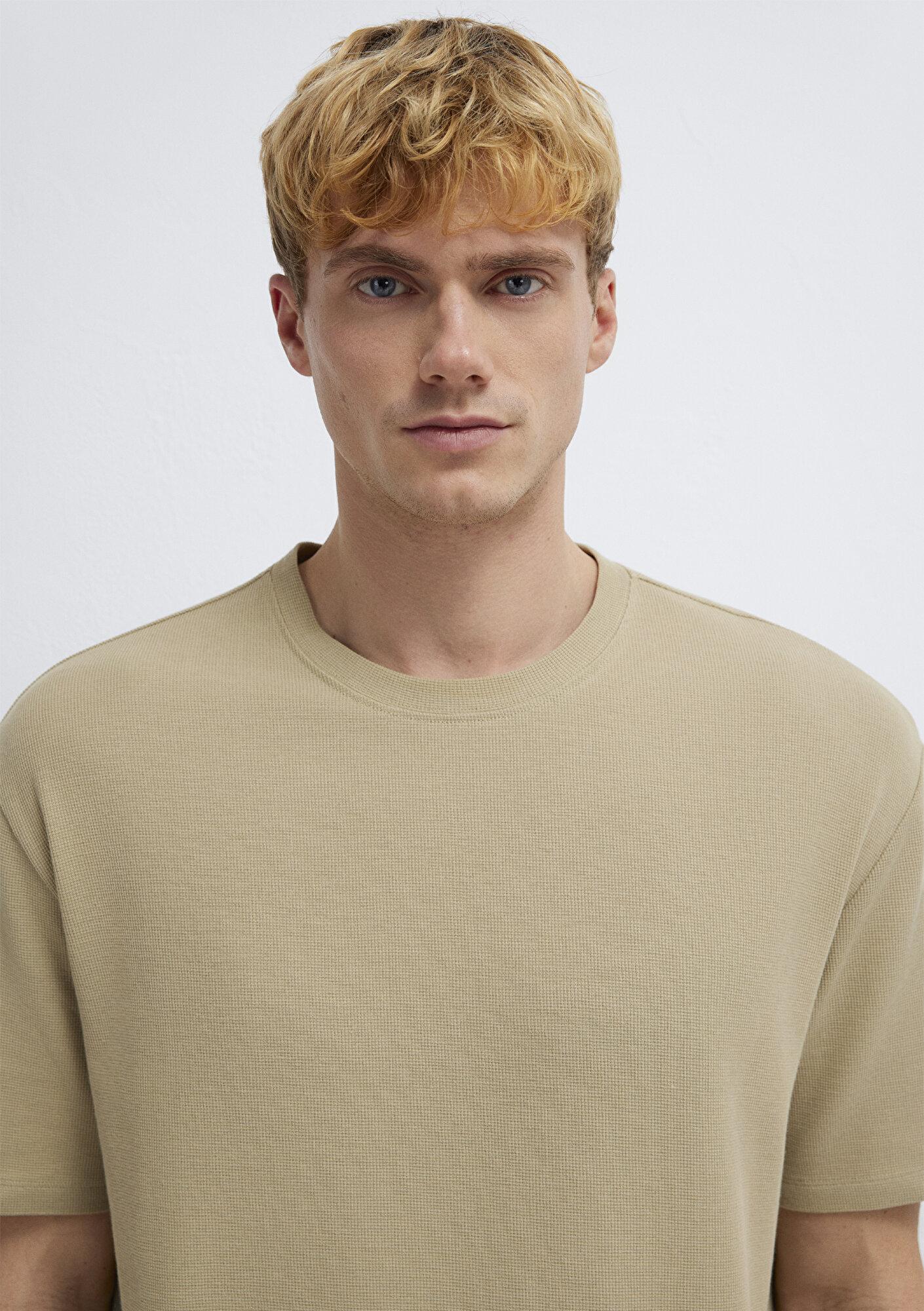 Mavi Bej Basic Tişört Loose Fit / Bol Rahat Kesim 0613153-70204