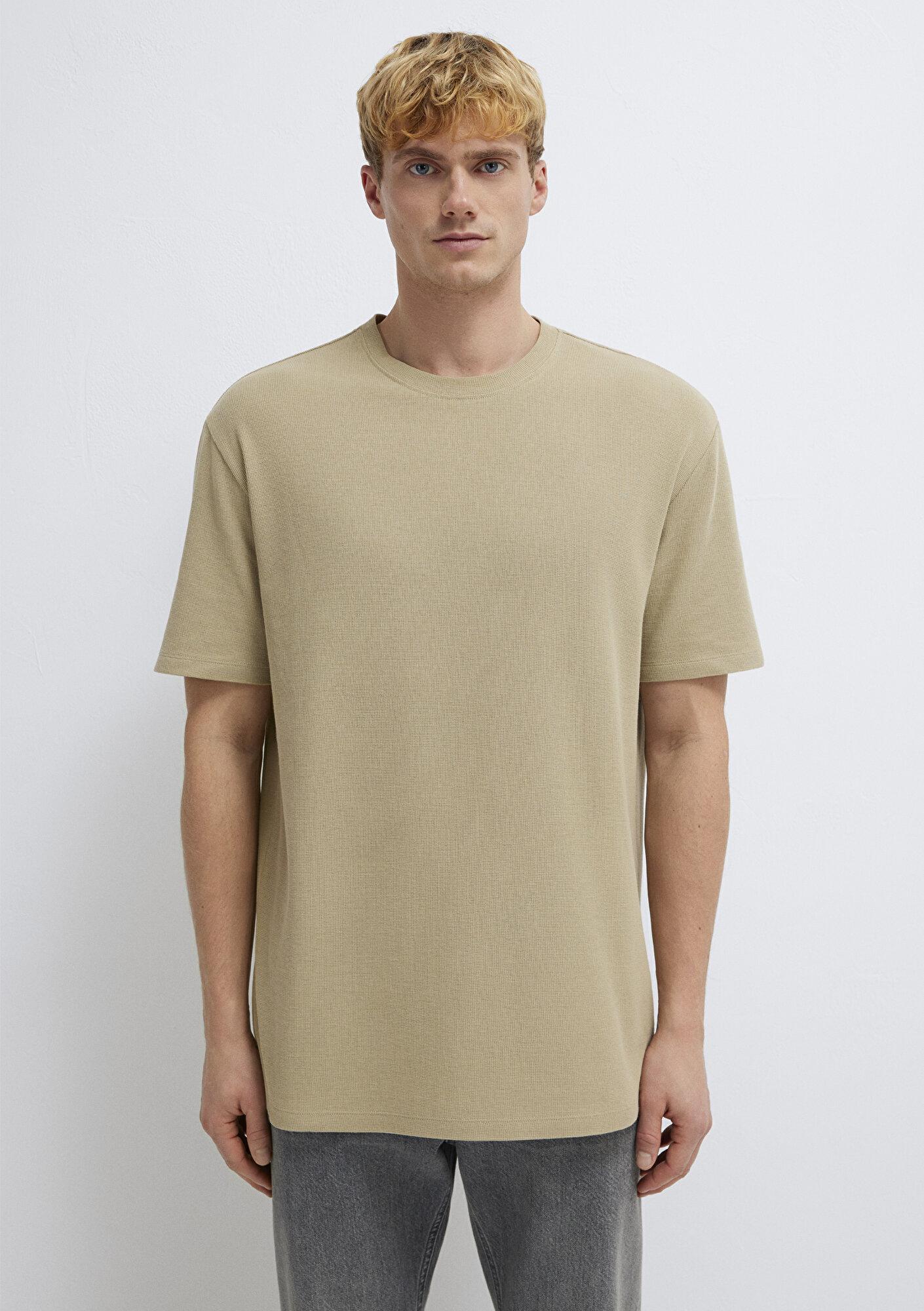 Mavi Bej Basic Tişört Loose Fit / Bol Rahat Kesim 0613153-70204