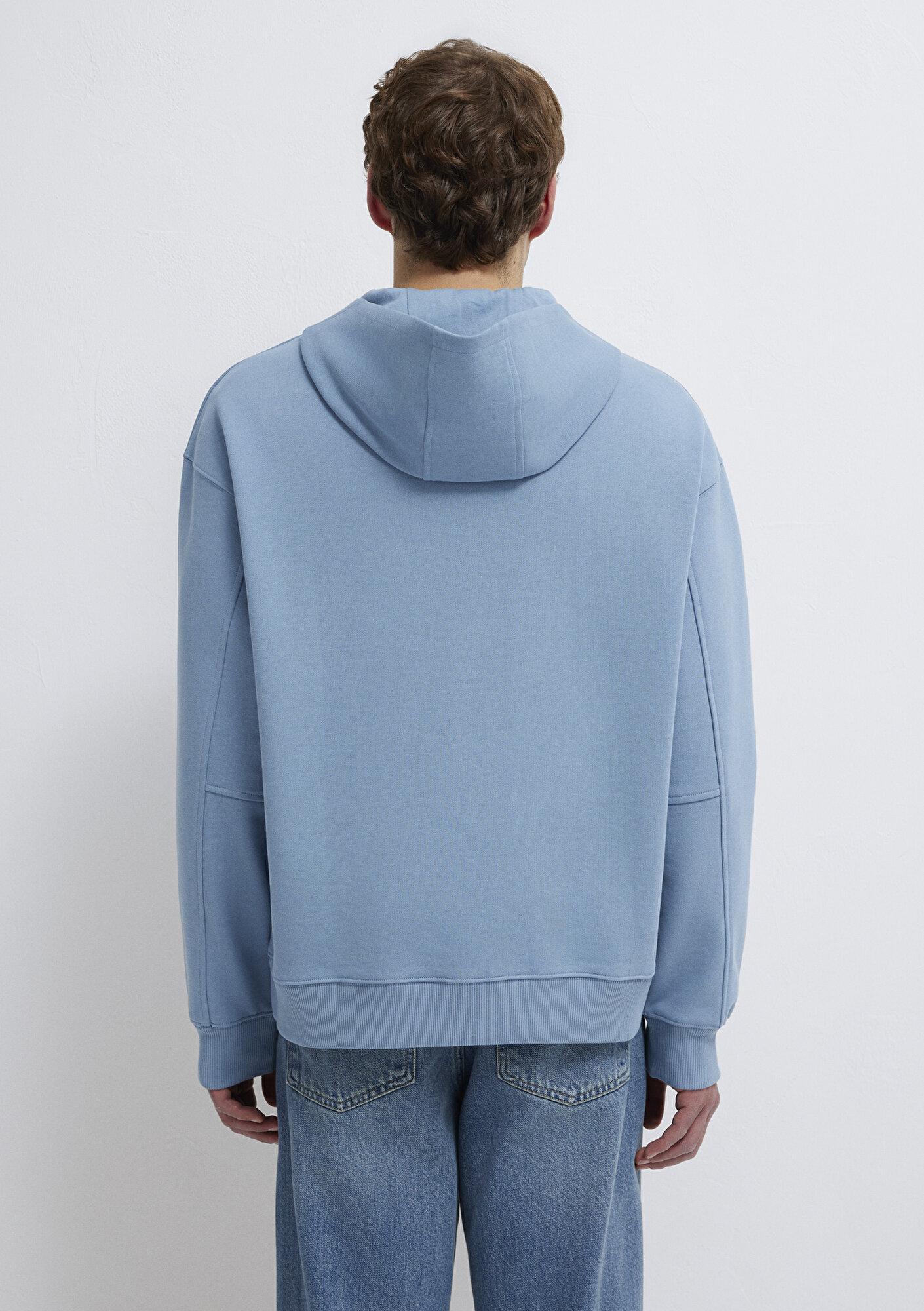 Mavi MVJNS Nakışlı Yarı Fermuarlı Mavi Sweatshirt 0S10543-86998