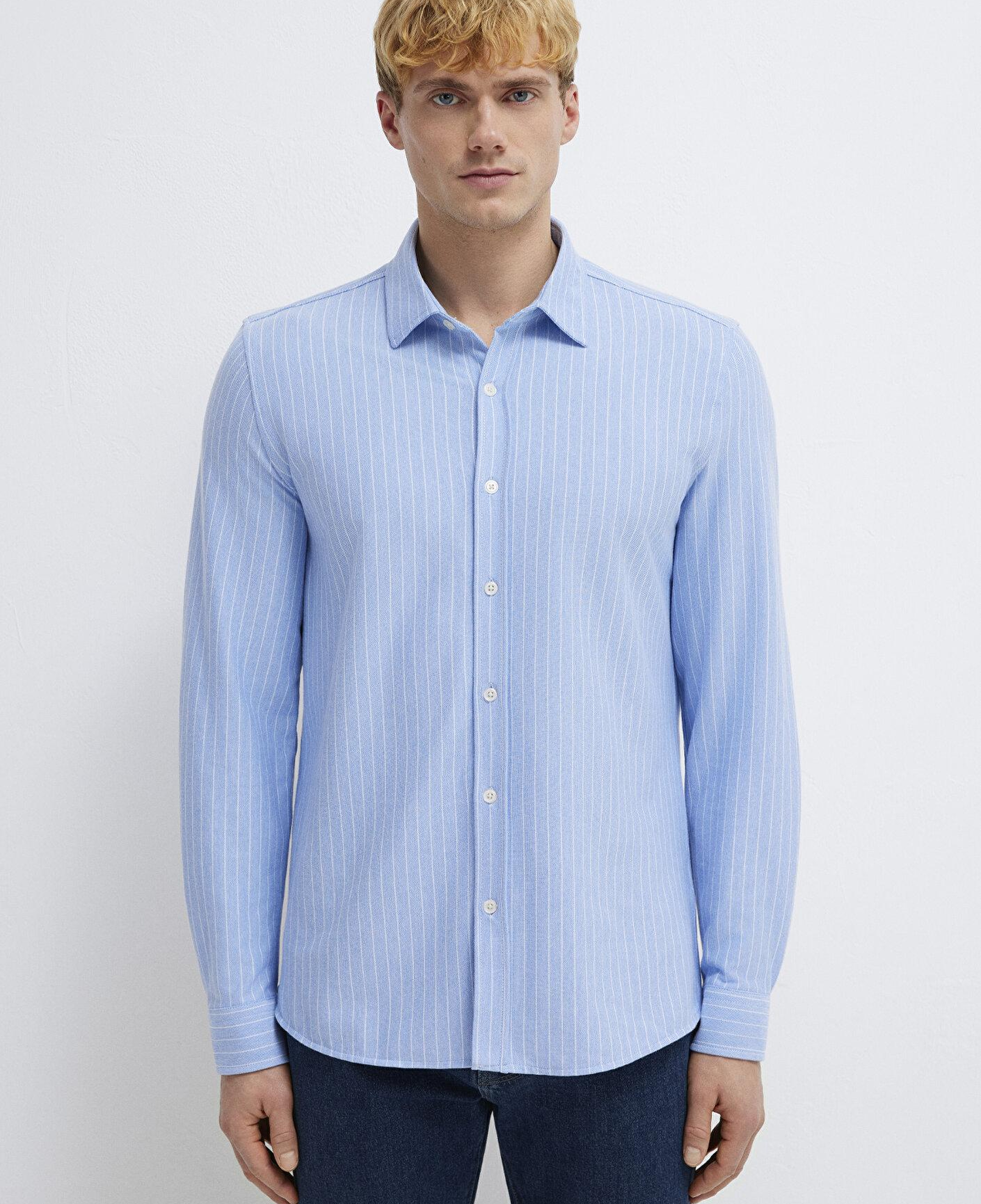 Mavi Çizgili Mavi Gömlek Slim Fit / Dar Kesim 0211858-91409