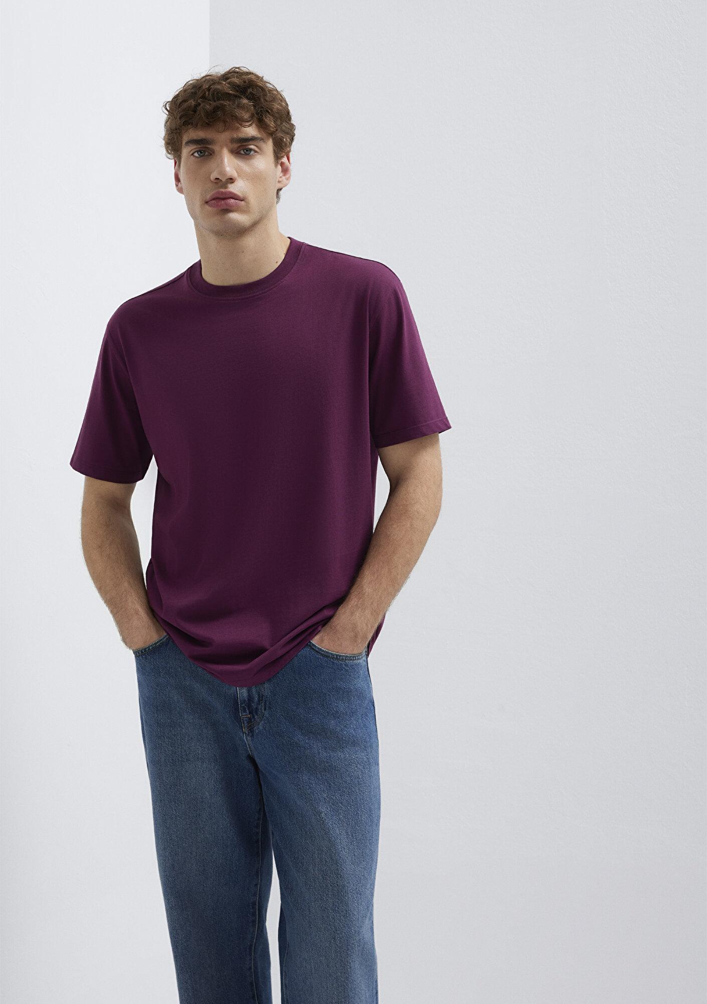 Mavi Mor Basic Tişört Loose Fit / Bol Rahat Kesim 066249-70670