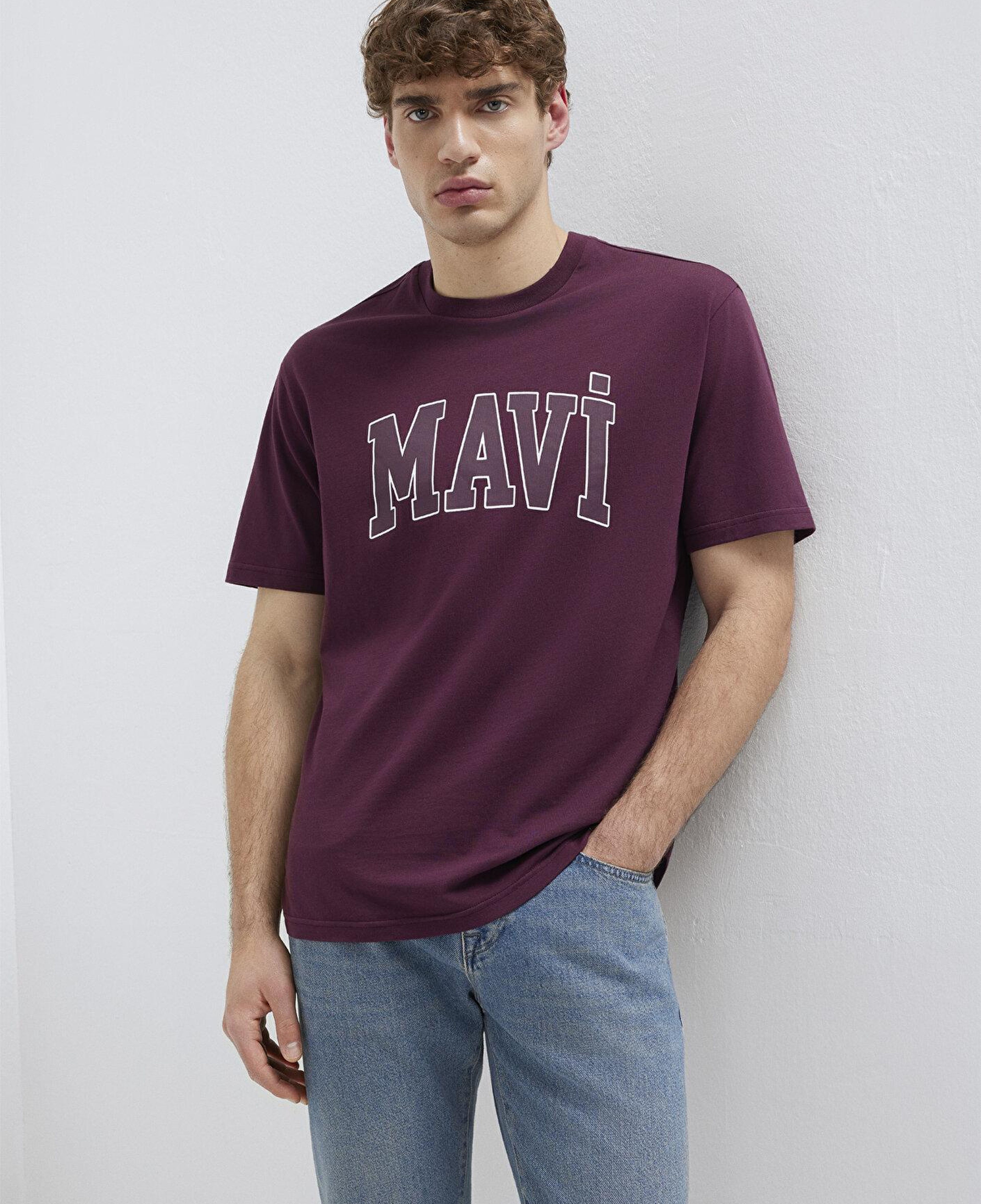 Mavi Mavi Logo Baskılı Mor Tişört Loose Fit / Bol Rahat Kesim 0611711-70434
