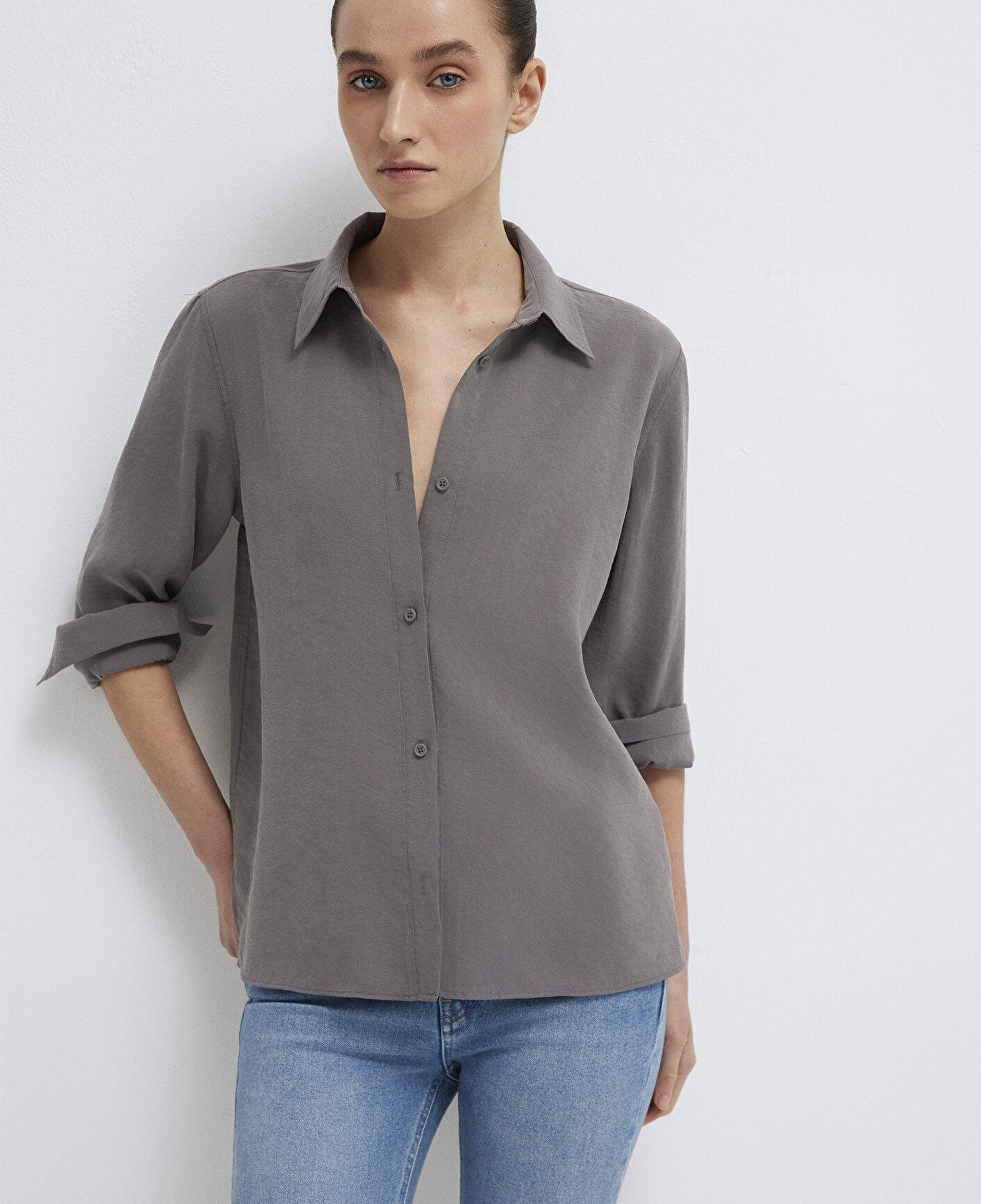 Mavi Gri (TENCEL™) Liyosel Karışımlı Gömlek Regular Fit / Normal Kesim 1211374-90721