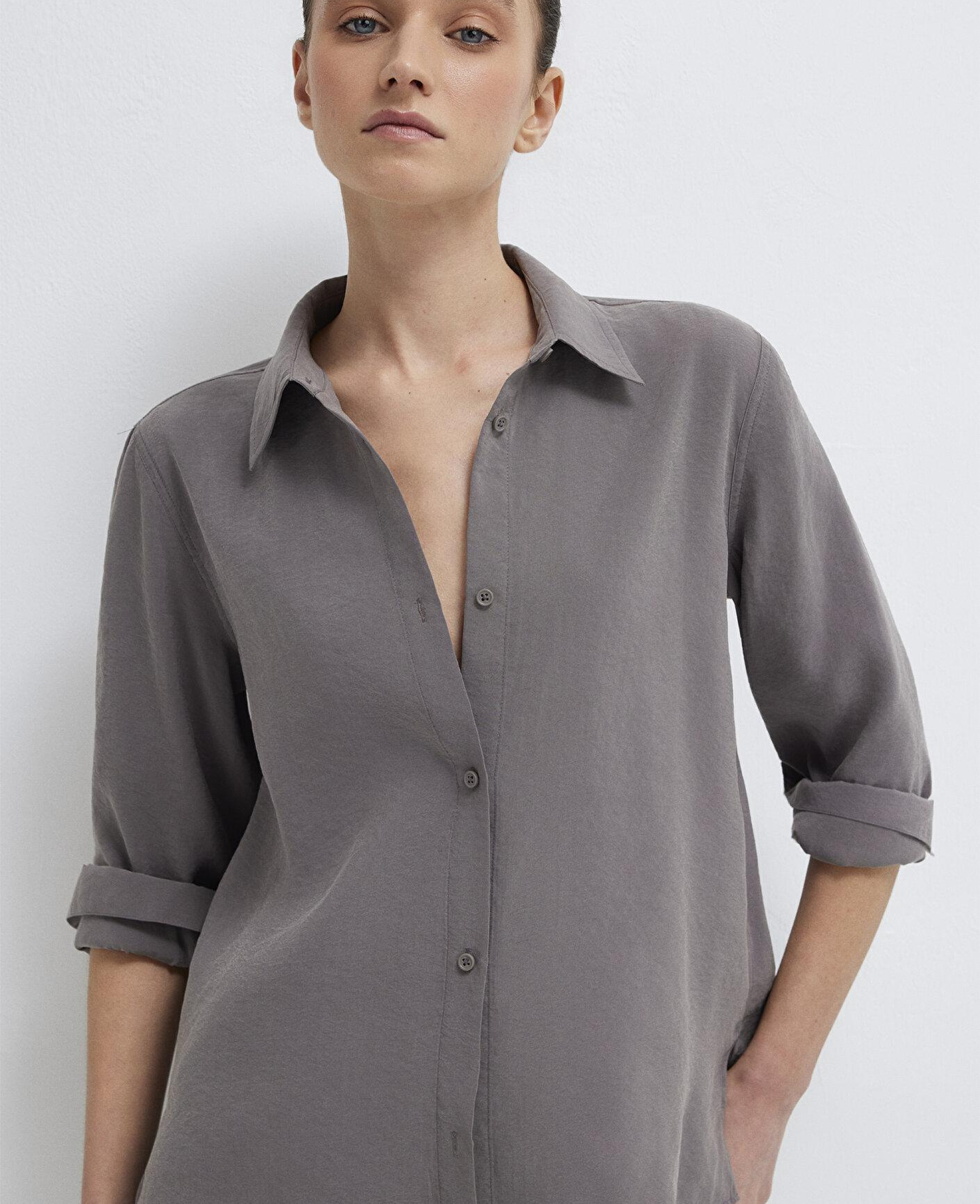 Mavi Gri (TENCEL™) Liyosel Karışımlı Gömlek Regular Fit / Normal Kesim 1211374-90721