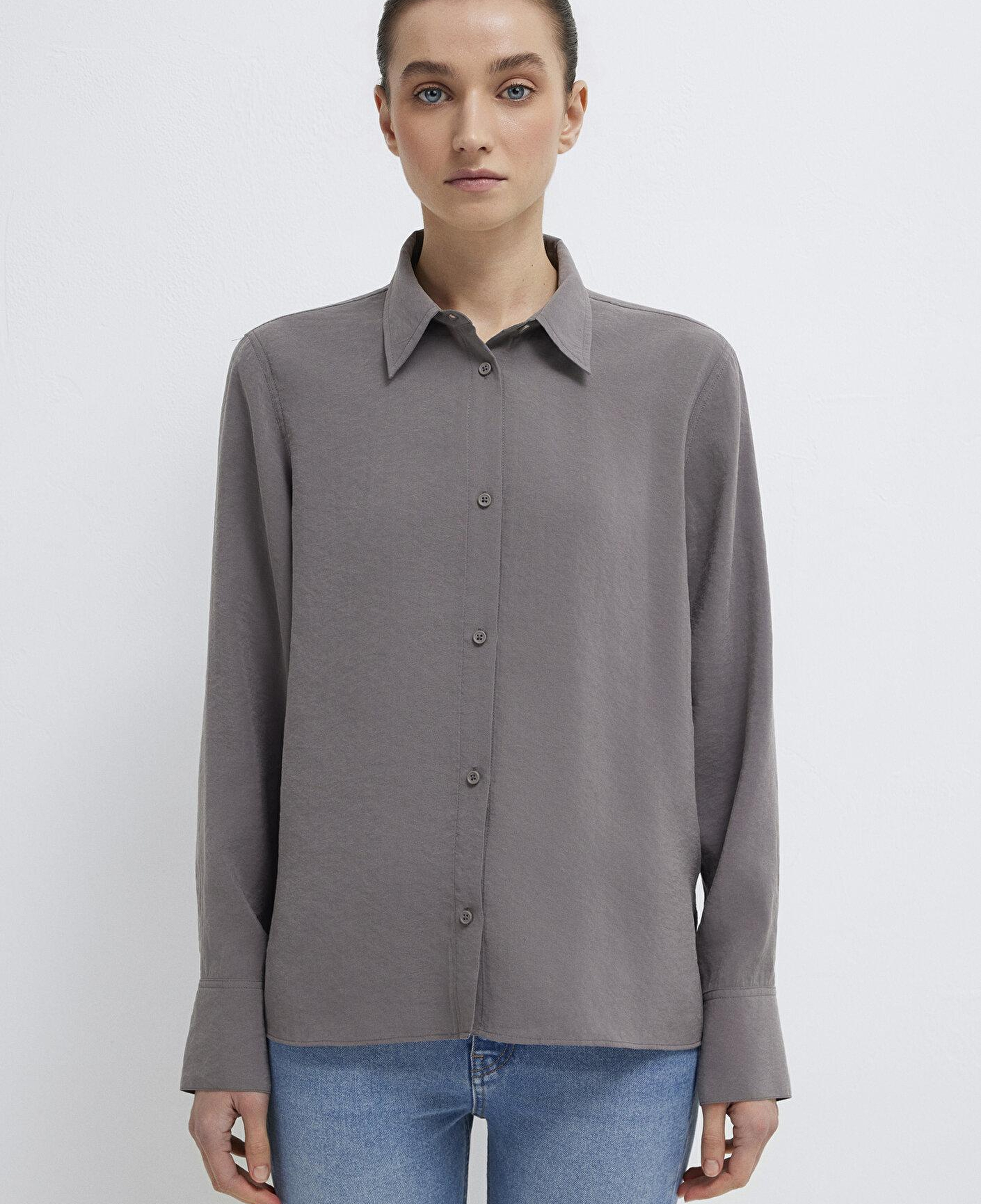 Mavi Gri (TENCEL™) Liyosel Karışımlı Gömlek Regular Fit / Normal Kesim 1211374-90721
