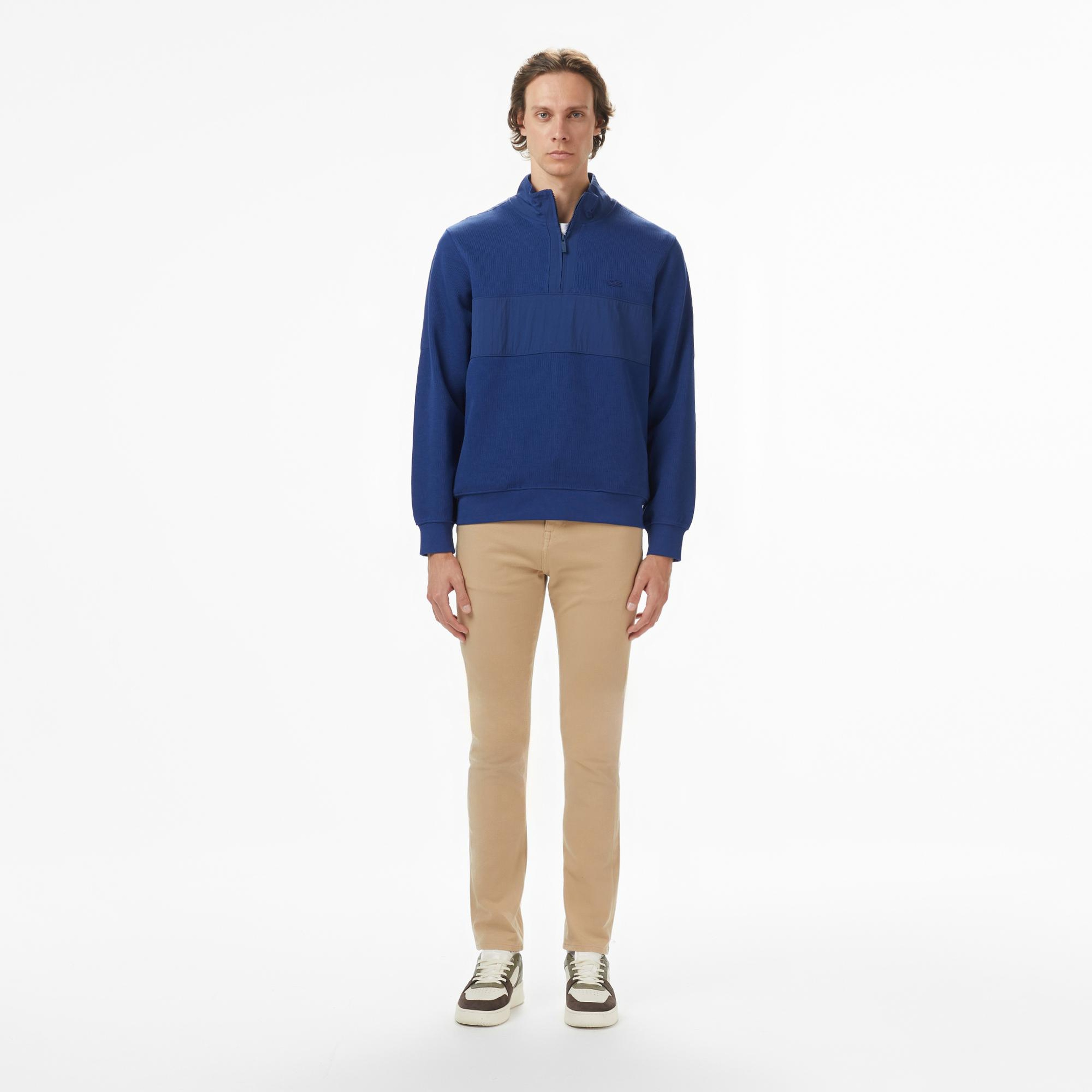 Lacoste Erkek Classic Fit Yarım Fermuarlı Lacivert Sweatshirt