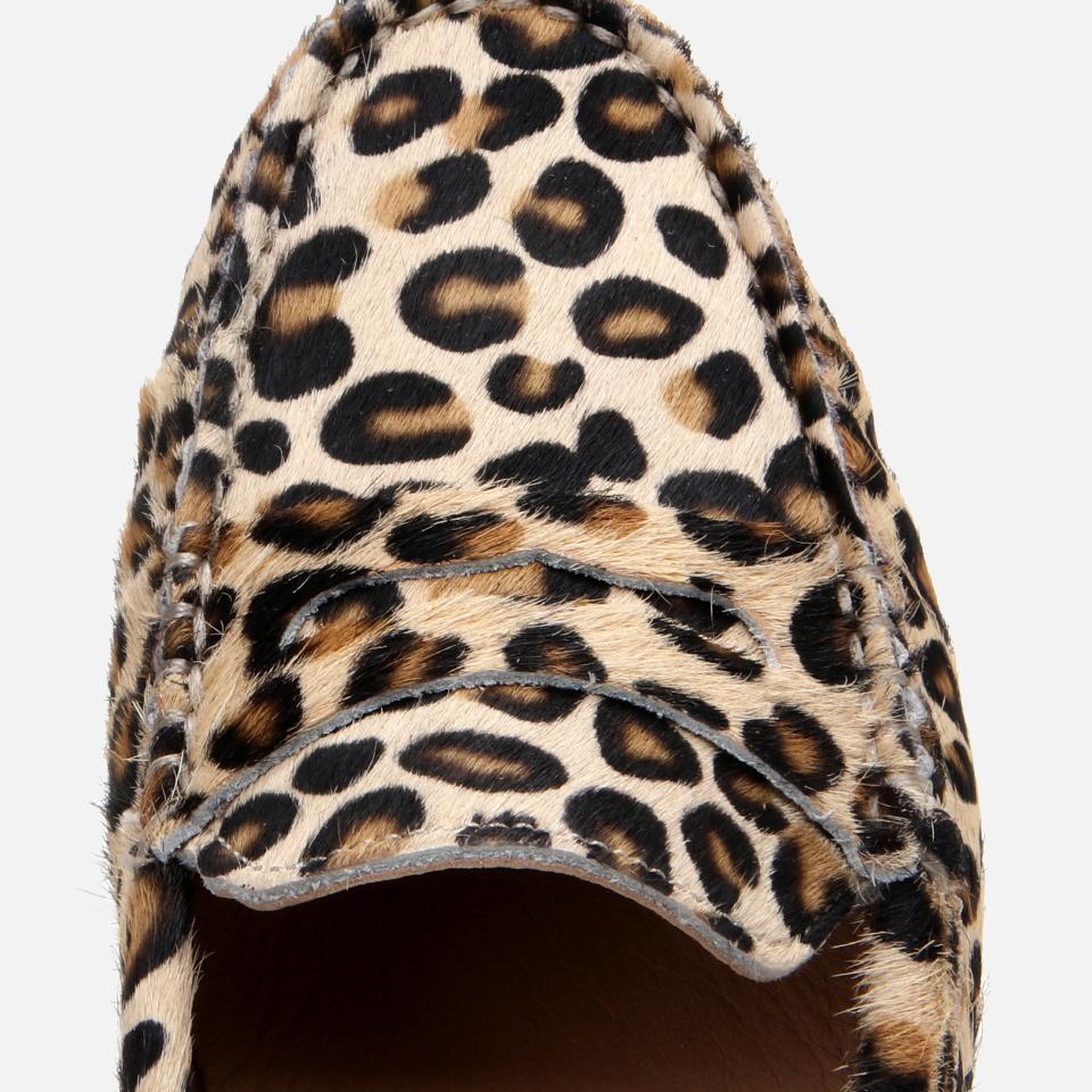 Kadın Deri Siyah Leopar Desenli Günlük Loafer