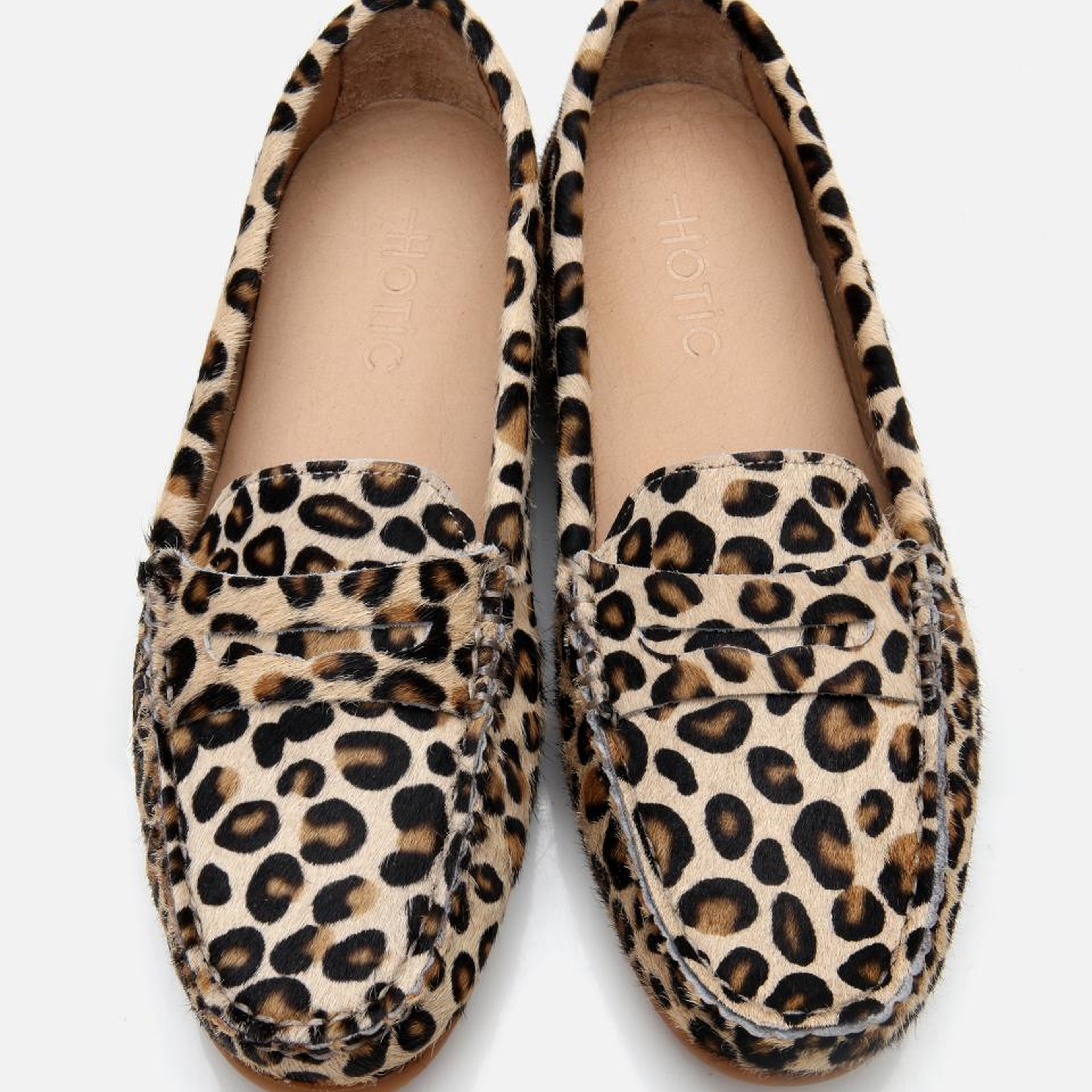 Kadın Deri Siyah Leopar Desenli Günlük Loafer