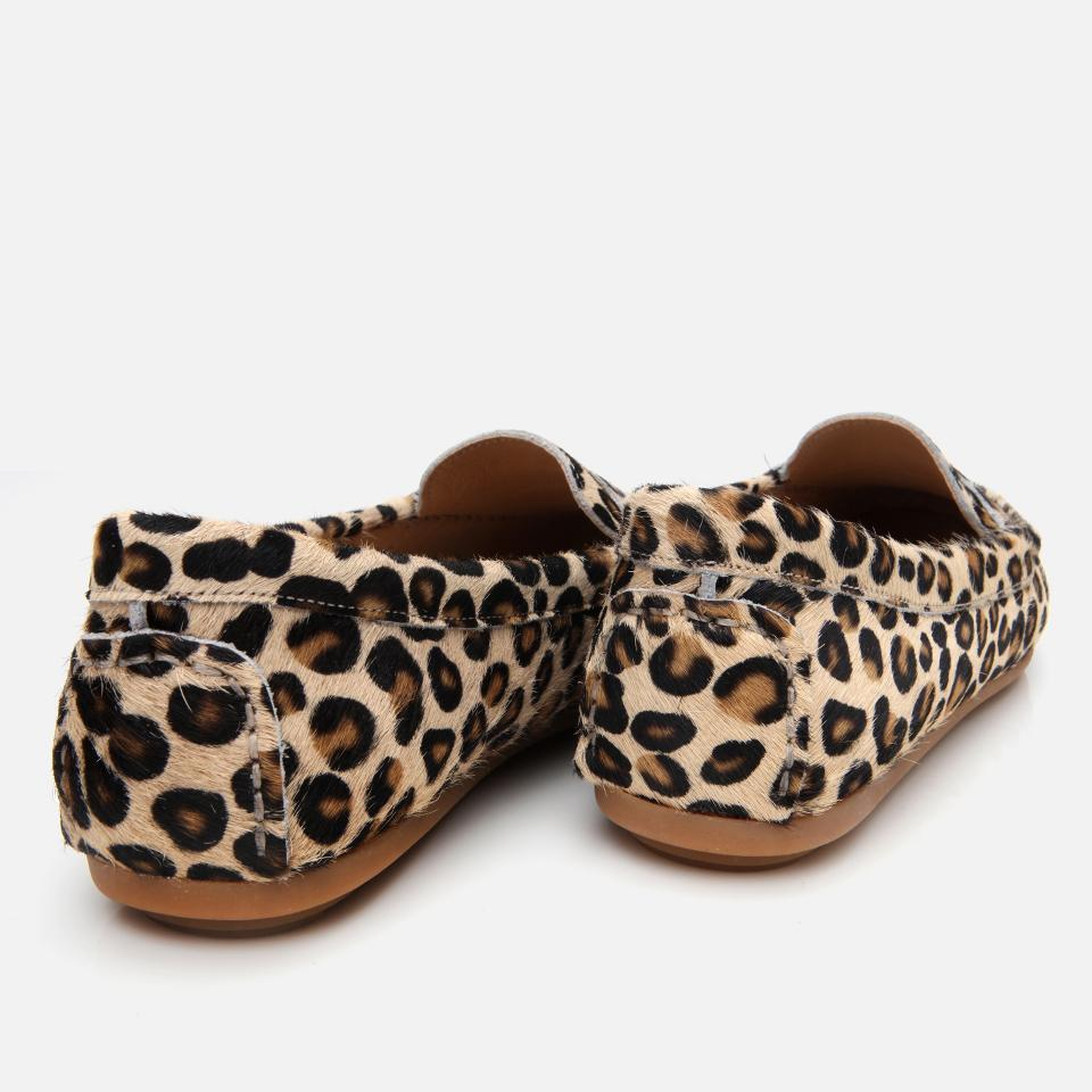 Kadın Deri Siyah Leopar Desenli Günlük Loafer